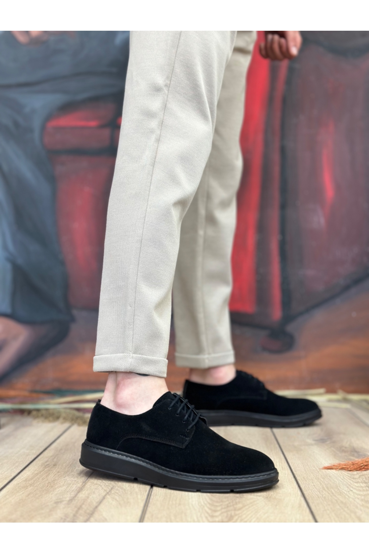 Bağcıklı Casual Erkek Ayakkabı SİYAH SÜET (SİYAH TABAN) - Görsel 3