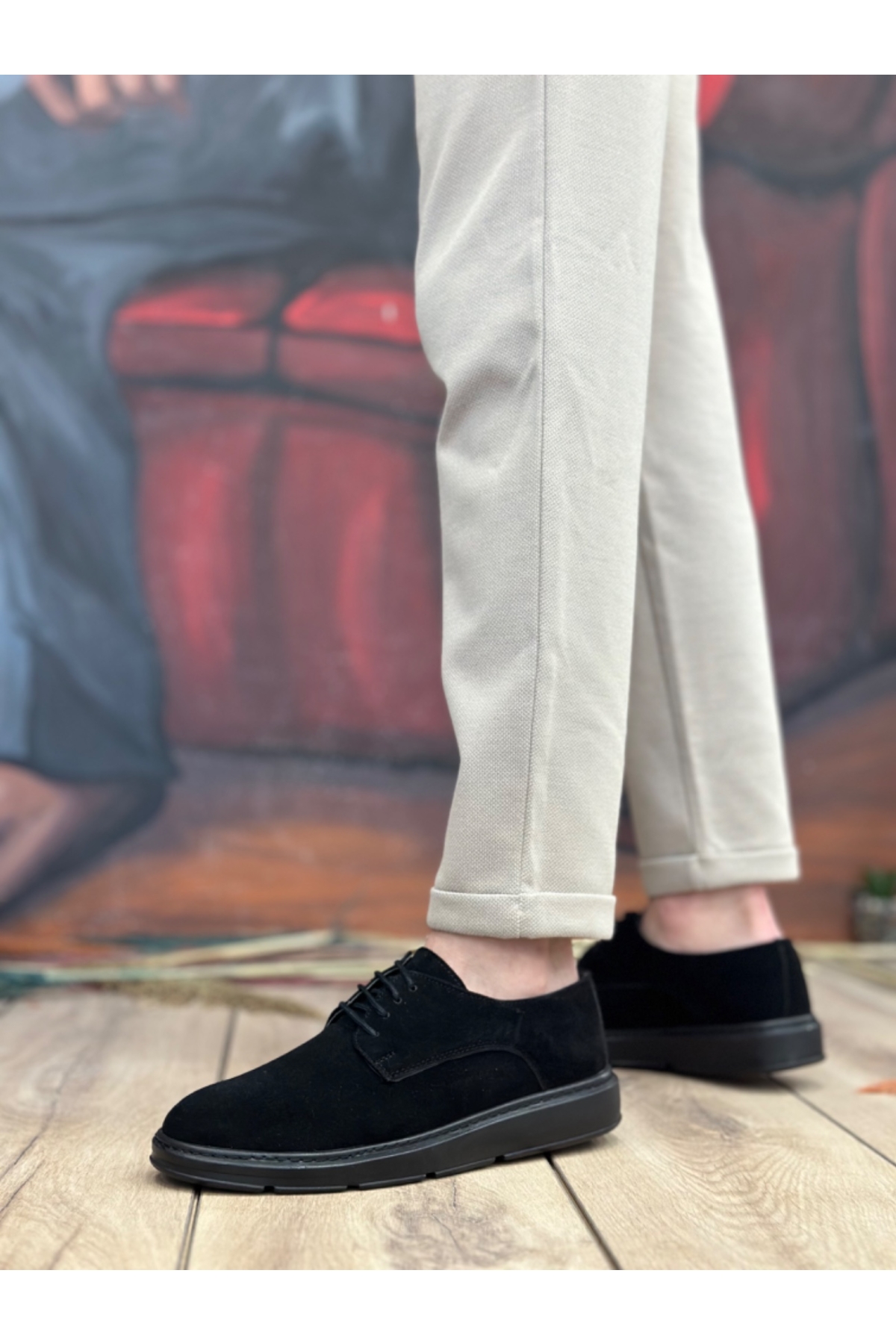 Bağcıklı Casual Erkek Ayakkabı SİYAH SÜET (SİYAH TABAN) - Görsel 4