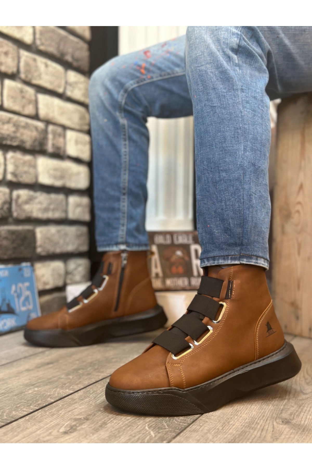 Bantlı Fermuarlı Erkek Spor Bot KAHVE (SİYAH TABAN) - Görsel 3