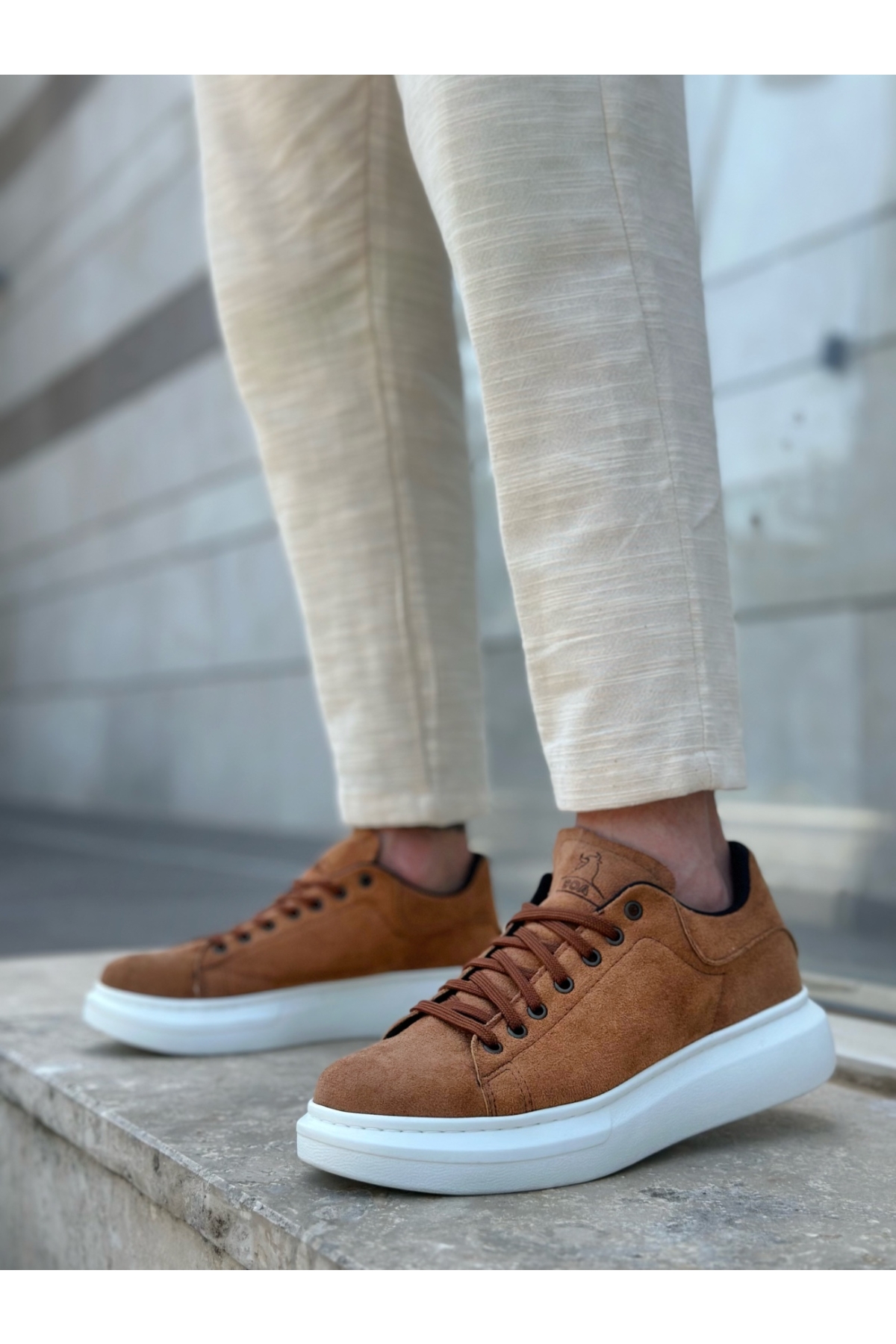 Bağcıklı Erkek Spor Ayakkabı TABA SÜET (BEYAZ TABAN) - Görsel 4