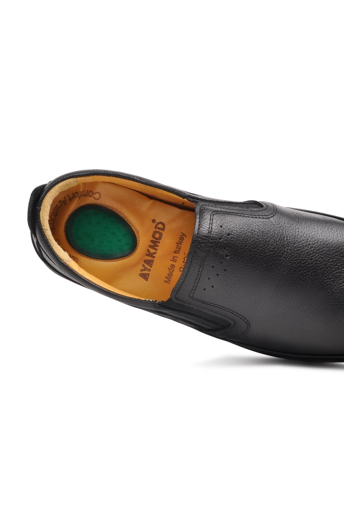 478 Siyah Erkek Hakiki Deri Slip On Ayakkabı - Görsel 4