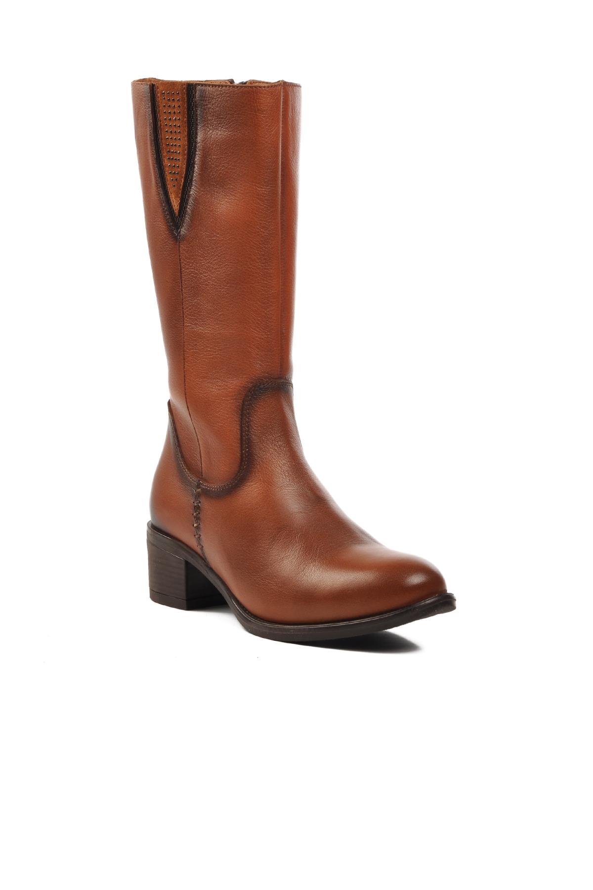 9289 Taba İçi Polarlı Hakiki Deri Kadın Çizme - Görsel 2