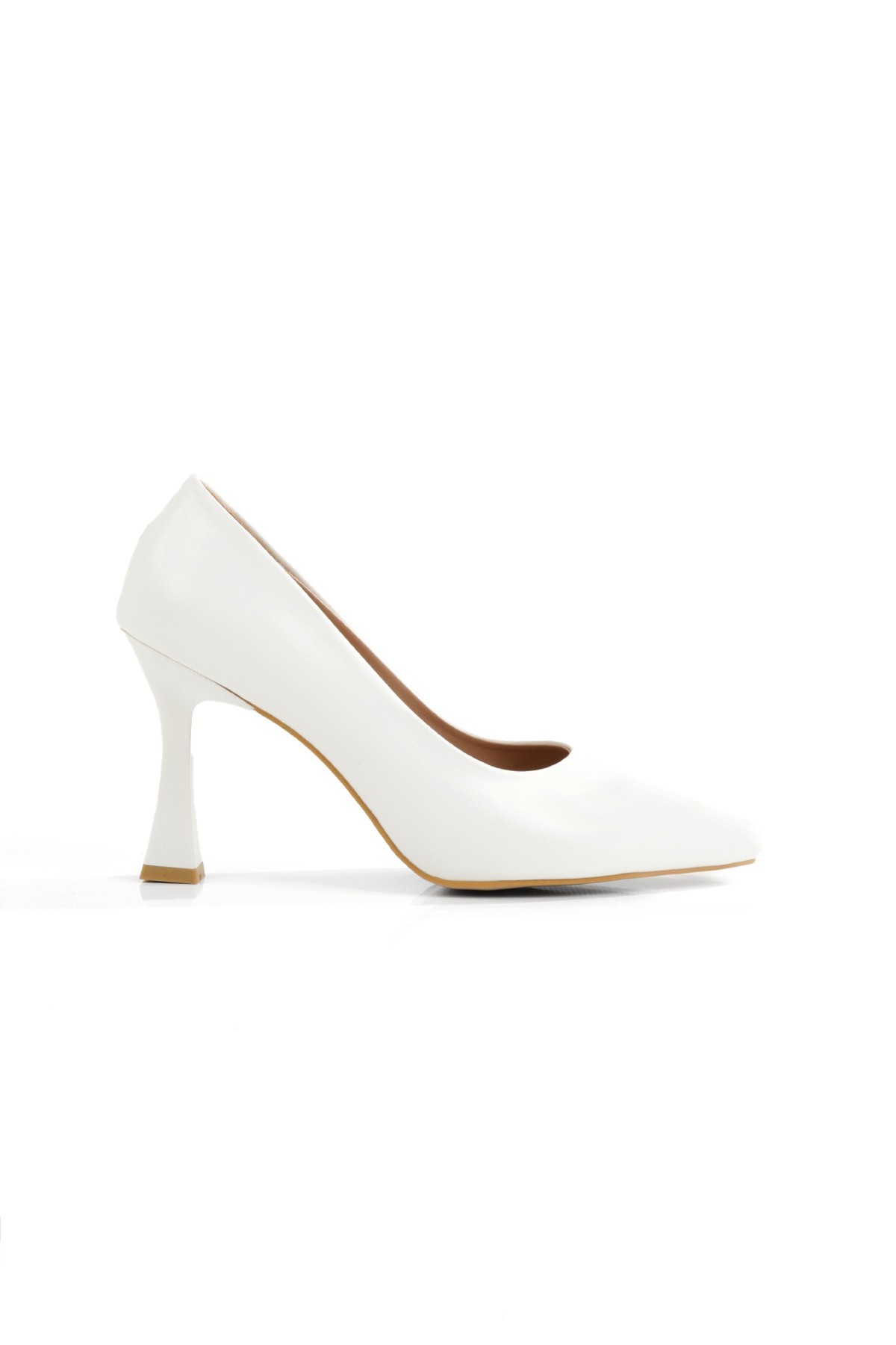 Kanger Beyaz Mat Kadeh Topuklu Ayakkabı Klasik Stiletto - Görsel 6
