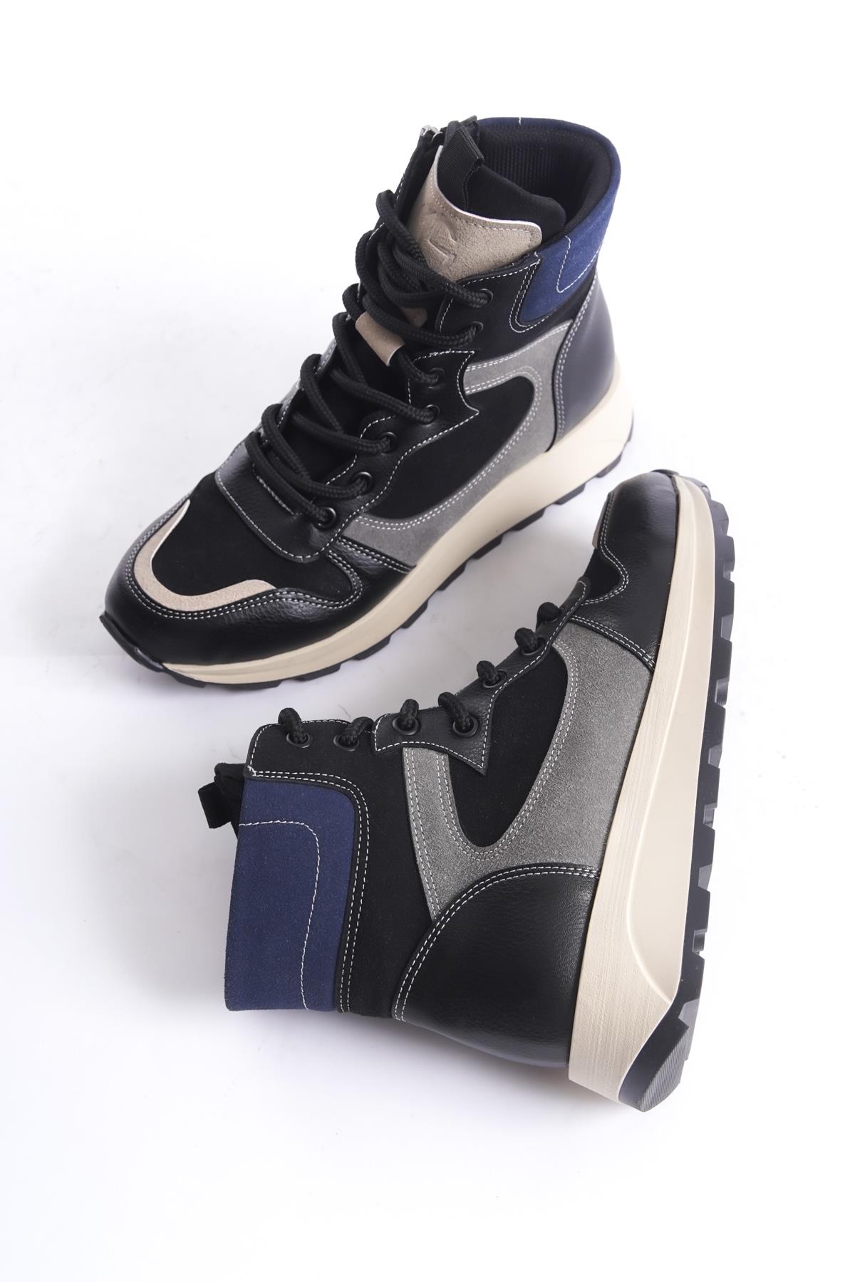 Misref Siyah Lacivert Sneaker Günlük Hafif Spor Bot Ayakkabı - Görsel 3