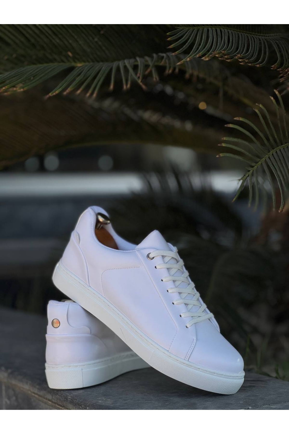 Bağcıklı Erkek Günlük Ayakkabı BEYAZ (BEYAZ TABAN) - Görsel 3