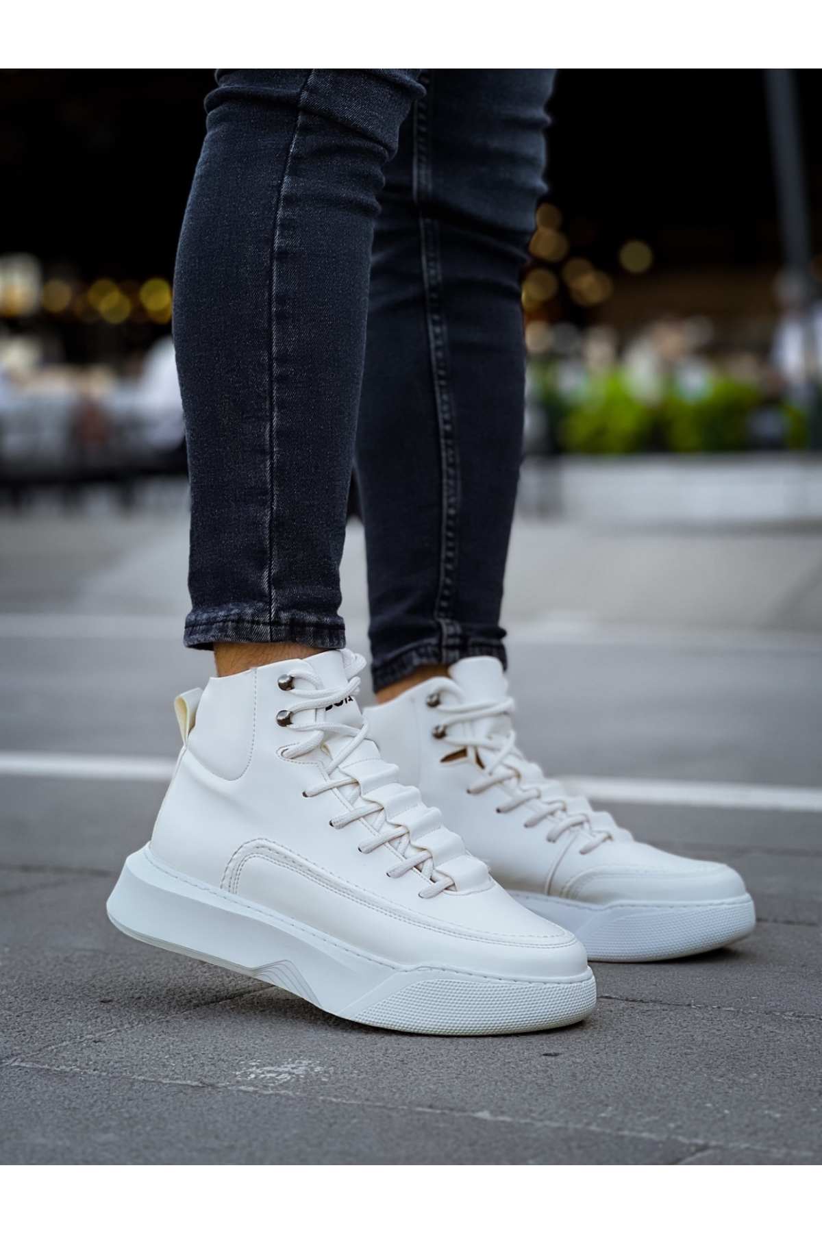 Bağcıklı Erkek Spor Bot BEYAZ (BEYAZ TABAN) - Görsel 2