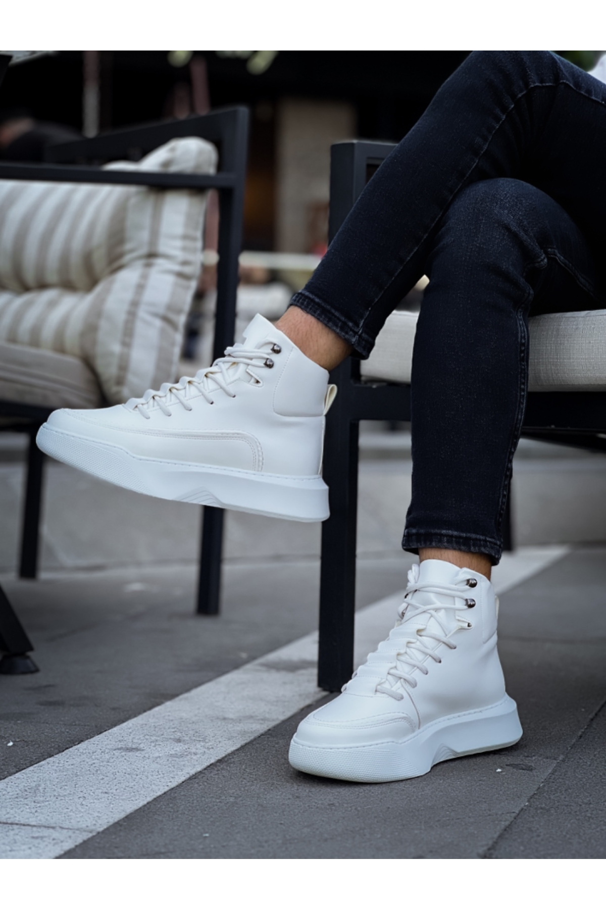 Bağcıklı Erkek Spor Bot BEYAZ (BEYAZ TABAN) - Görsel 3