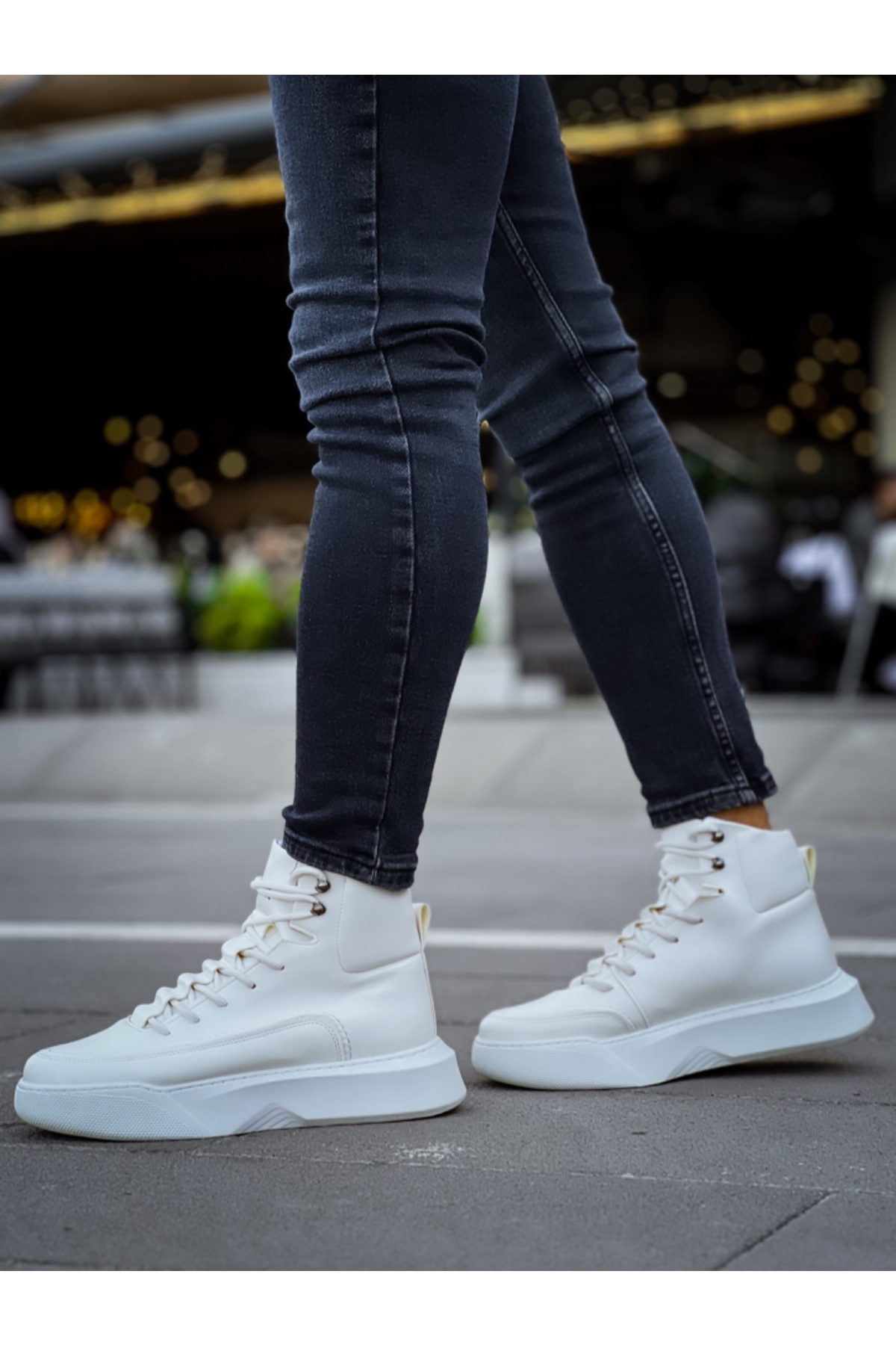 Bağcıklı Erkek Spor Bot BEYAZ (BEYAZ TABAN) - Görsel 4