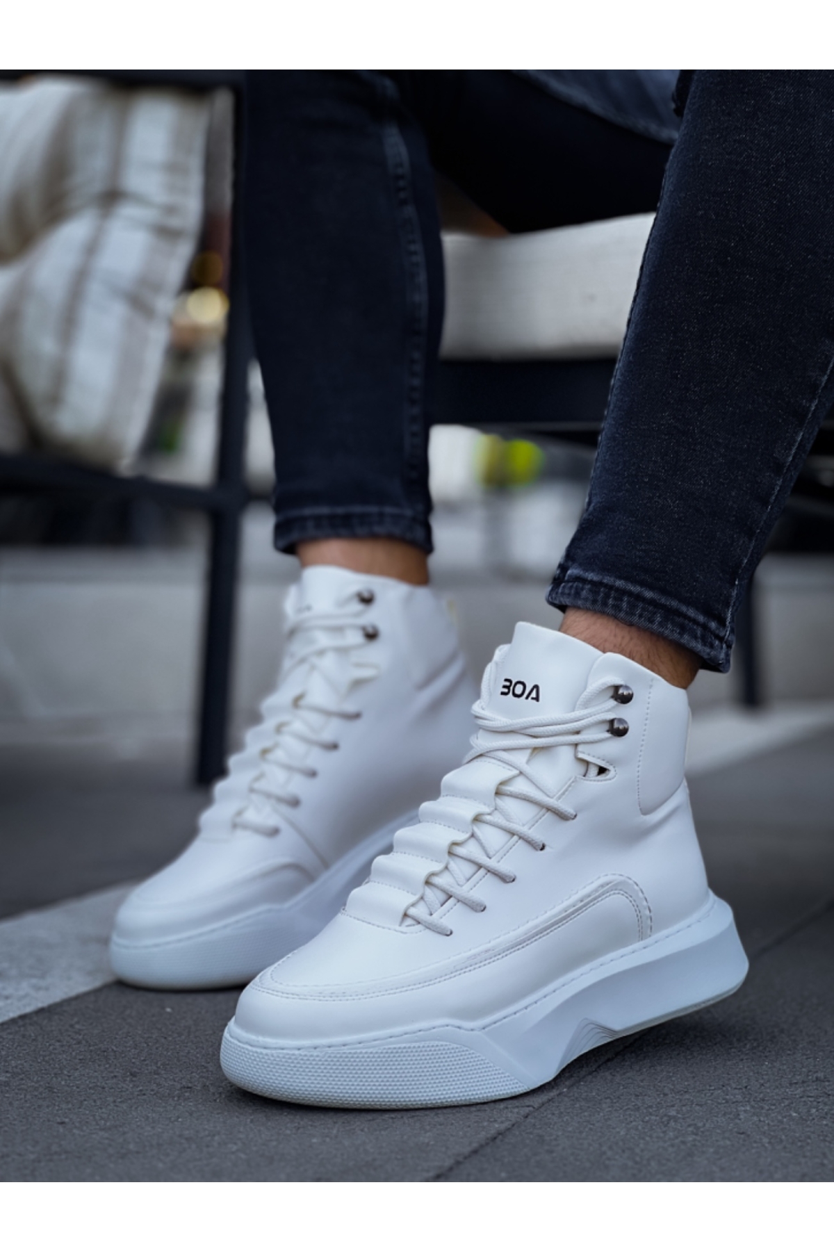 Bağcıklı Erkek Spor Bot BEYAZ (BEYAZ TABAN) - Görsel 5