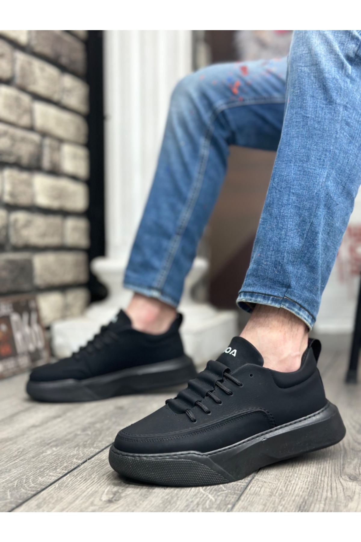 Bağcıklı Erkek Spor Ayakkabı SİYAH (SİYAH TABAN) - Görsel 3