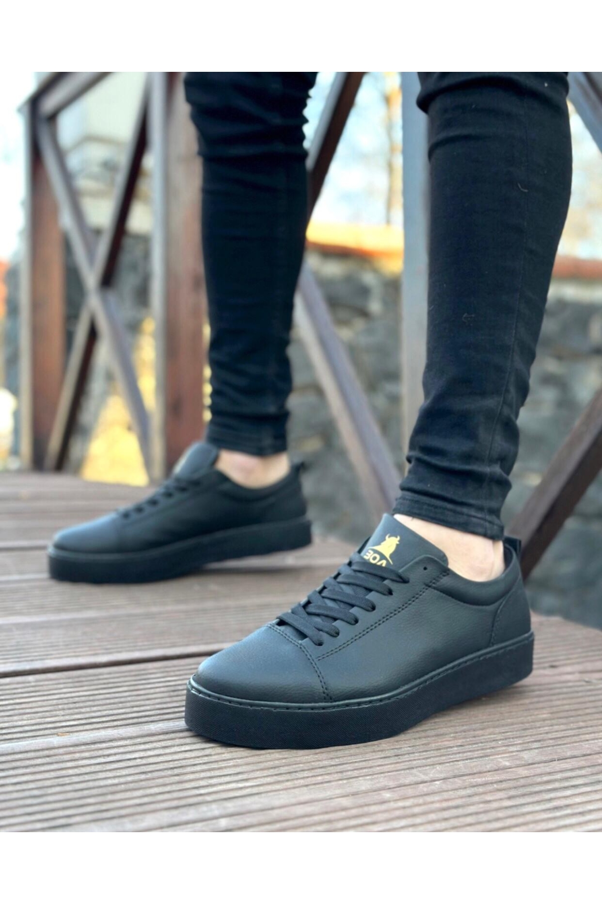 Bağcıklı Erkek Spor Ayakkabı SİYAH (SİYAH TABAN) - Görsel 2