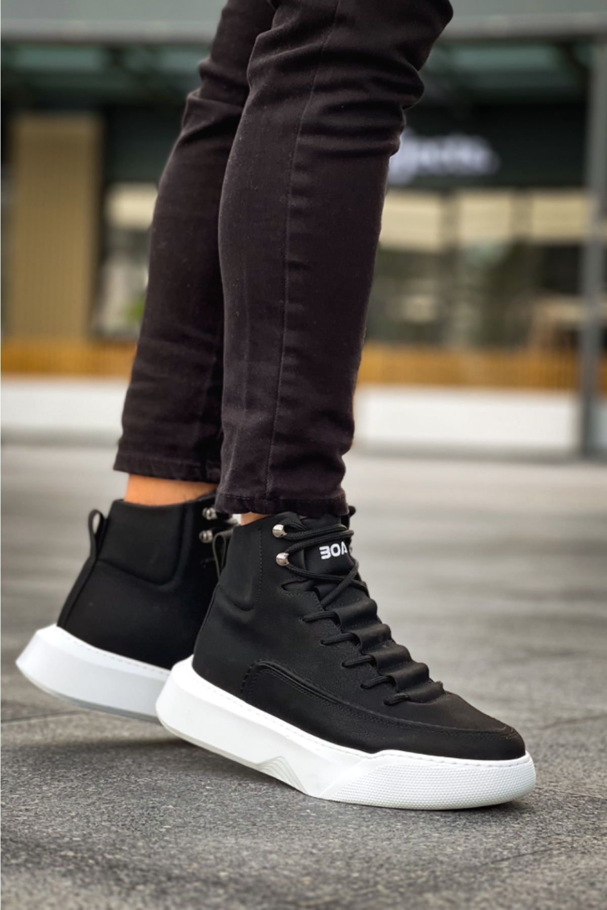 Bağcıklı Erkek Spor Bot SİYAH (BEYAZ TABAN) - Görsel 4