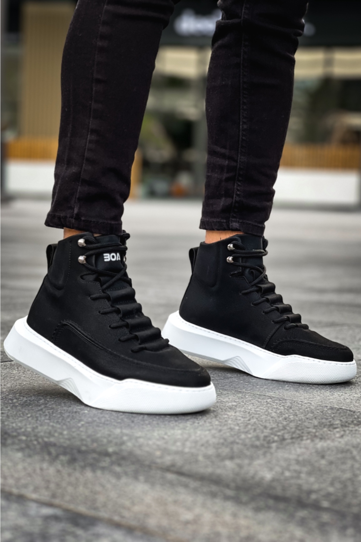 Bağcıklı Erkek Spor Bot SİYAH (BEYAZ TABAN) - Görsel 5