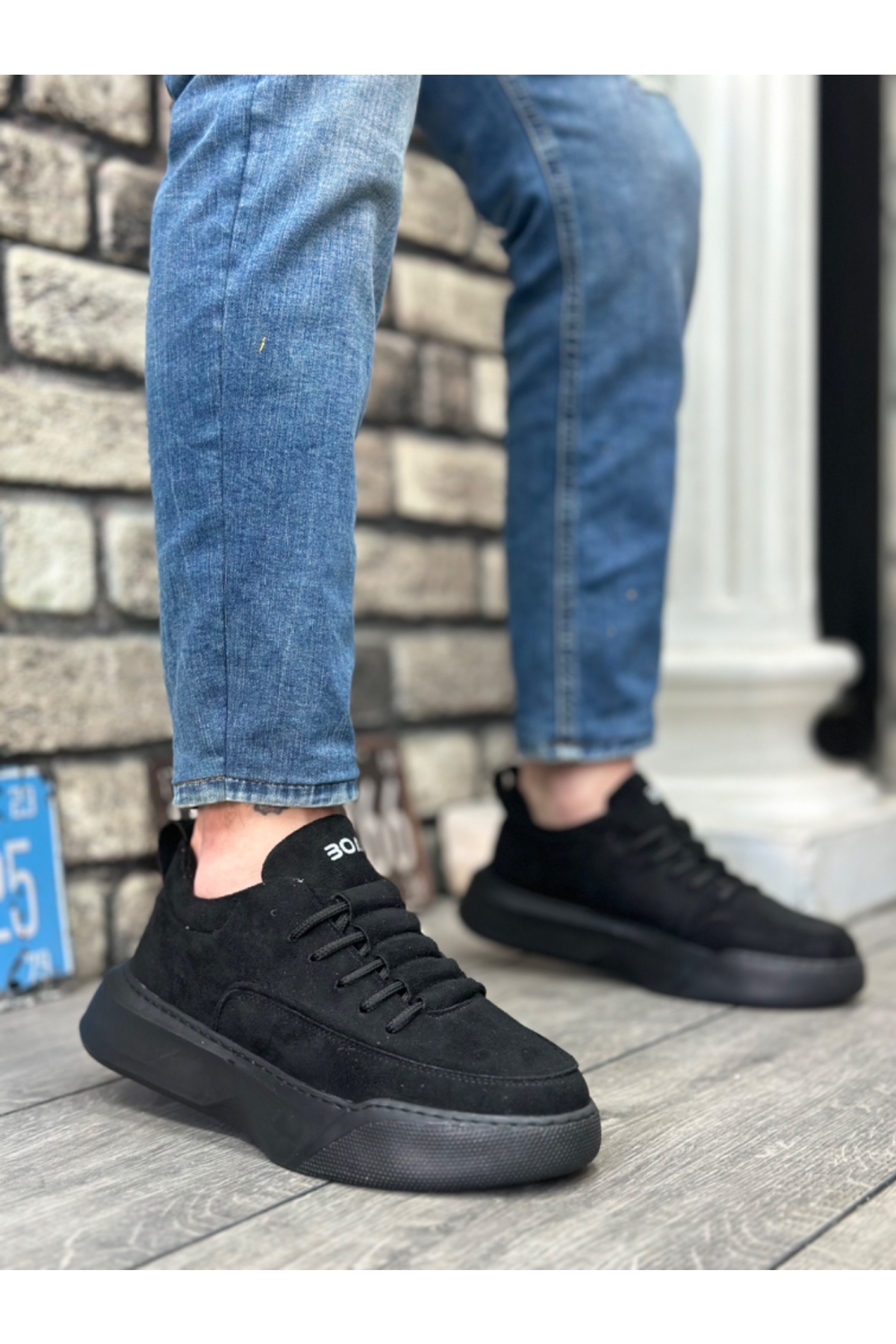 Bağcıklı Erkek Spor Ayakkabı SİYAH SÜET (SİYAH TABAN) - Görsel 2
