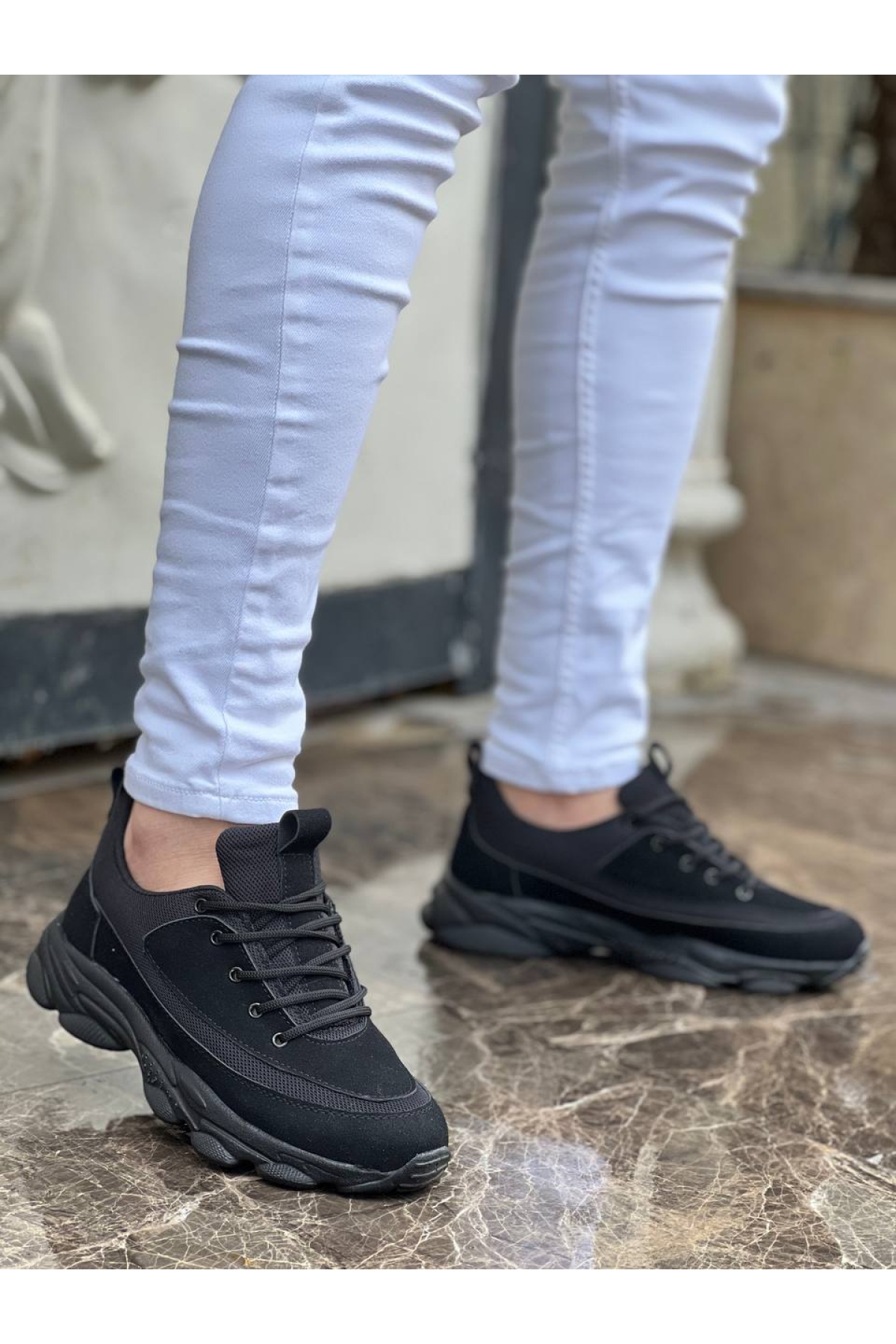 Bağcıklı Erkek Günlük Ayakkabı SİYAH SÜET (SİYAH TABAN) - Görsel 2