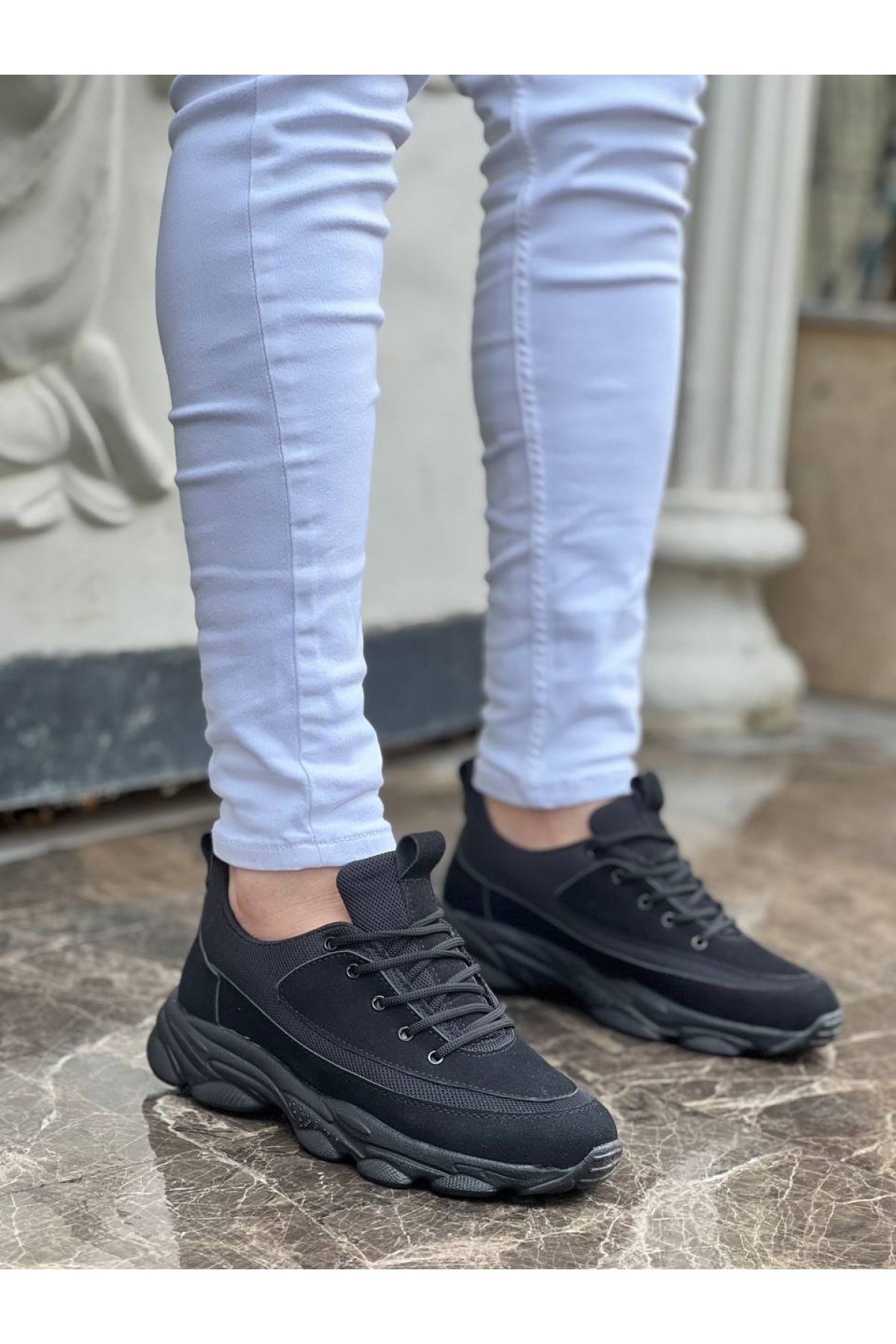 Bağcıklı Erkek Günlük Ayakkabı SİYAH SÜET (SİYAH TABAN) - Görsel 3