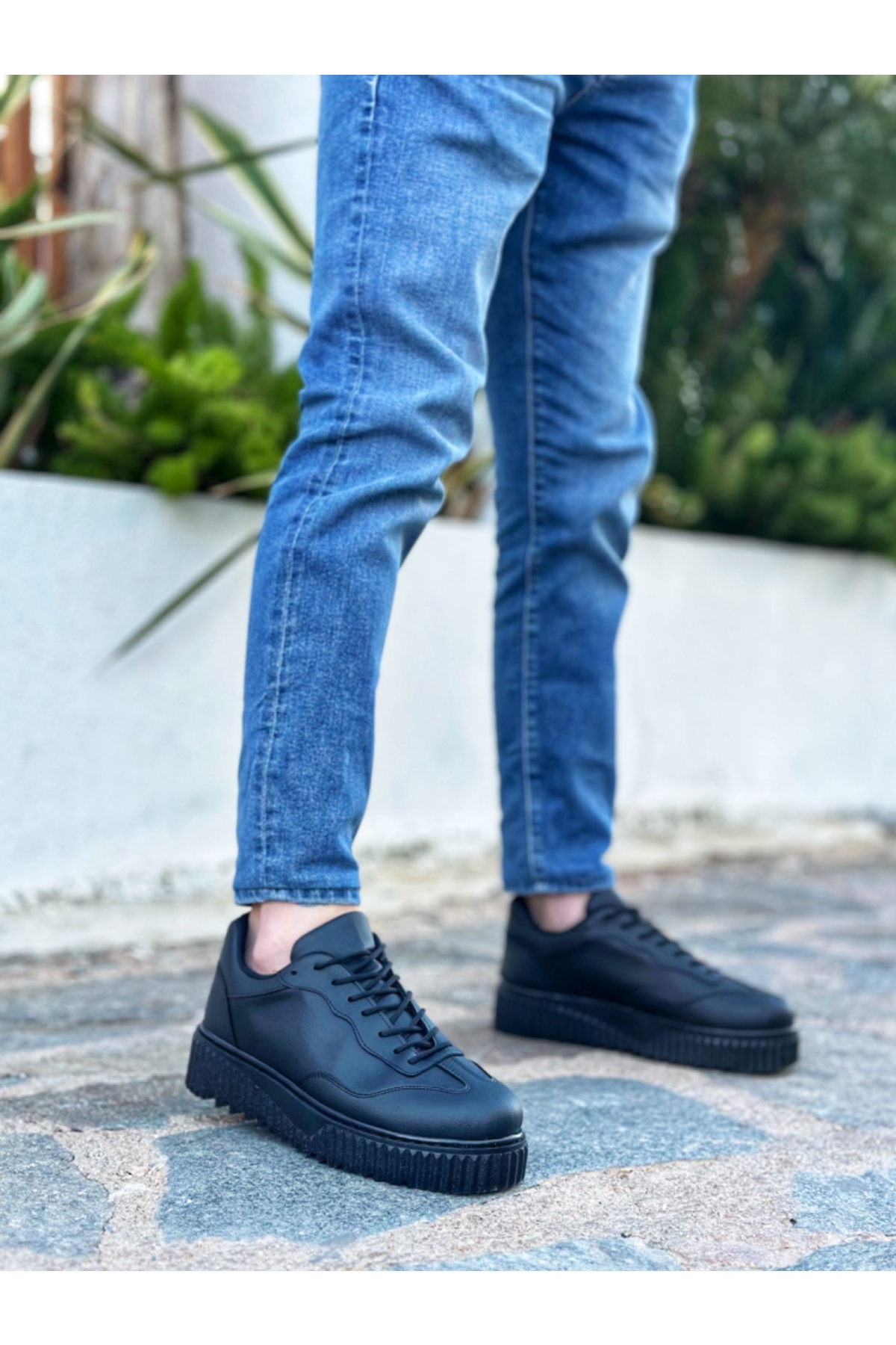 Bağcıklı Erkek Günlük Ayakkabı SİYAH (SİYAH TABAN) - Görsel 2