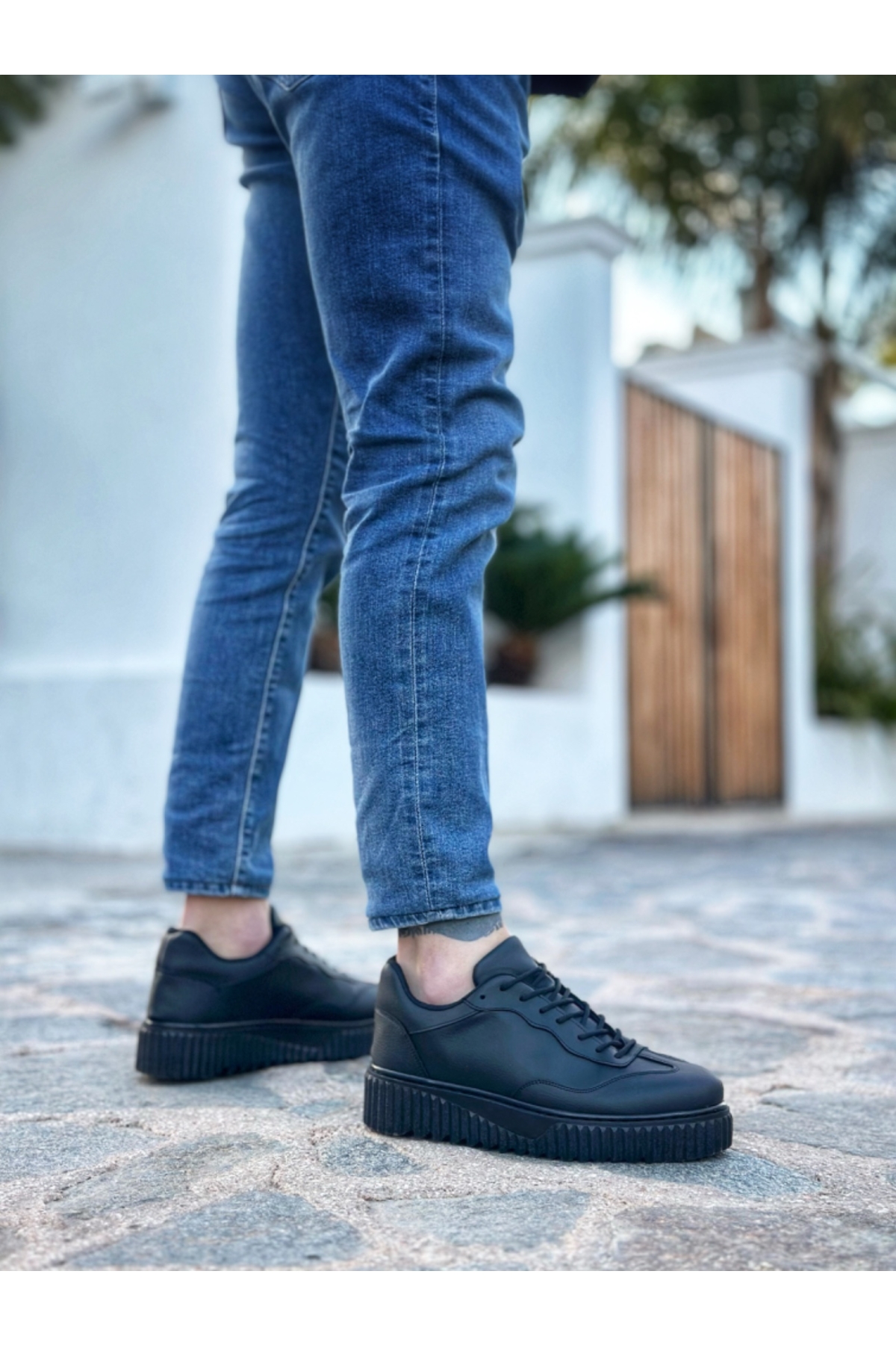 Bağcıklı Erkek Günlük Ayakkabı SİYAH (SİYAH TABAN) - Görsel 3