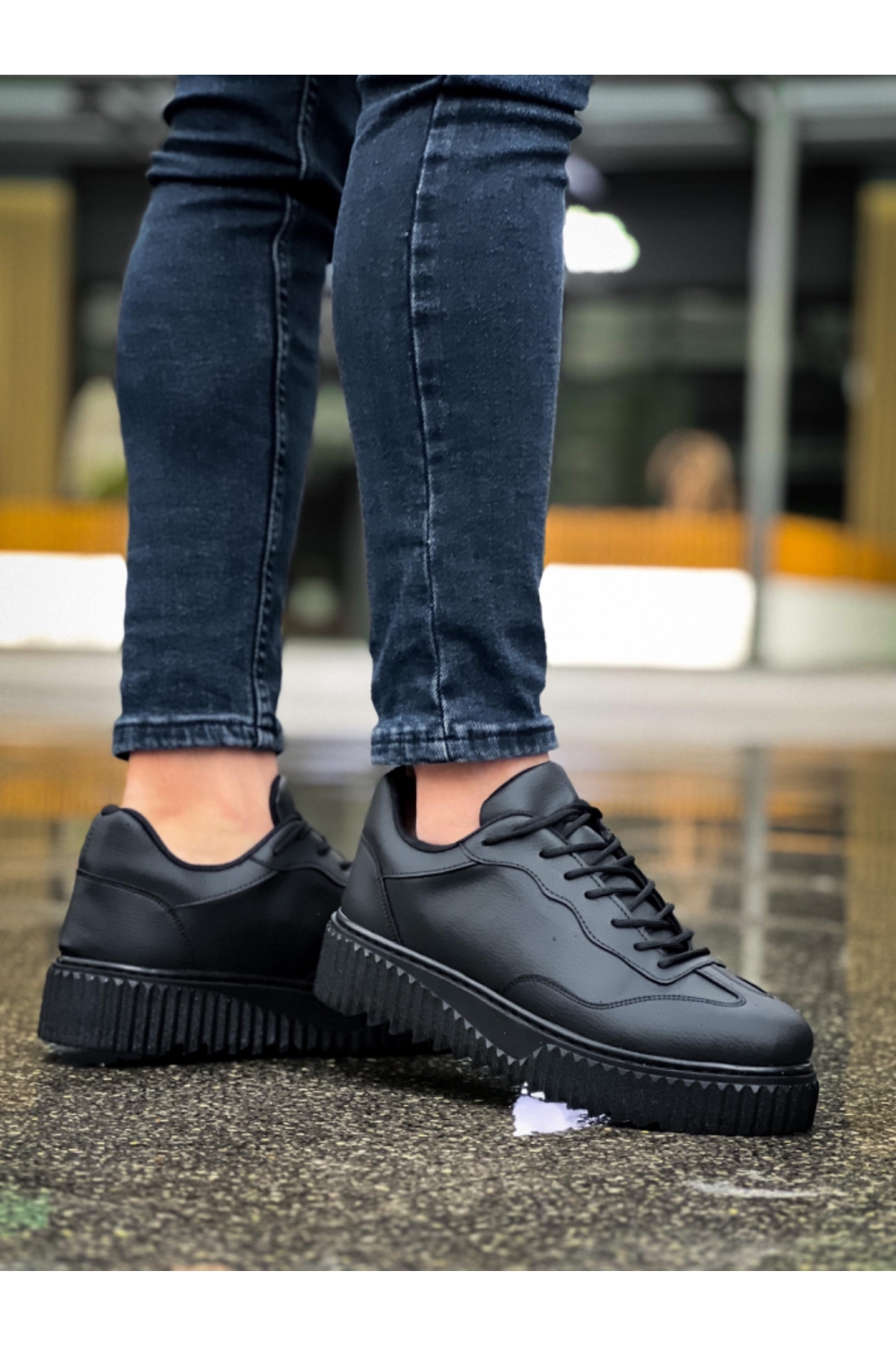 Bağcıklı Erkek Günlük Ayakkabı SİYAH (SİYAH TABAN) - Görsel 6