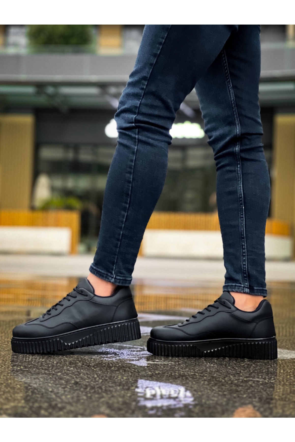 Bağcıklı Erkek Günlük Ayakkabı SİYAH (SİYAH TABAN) - Görsel 9