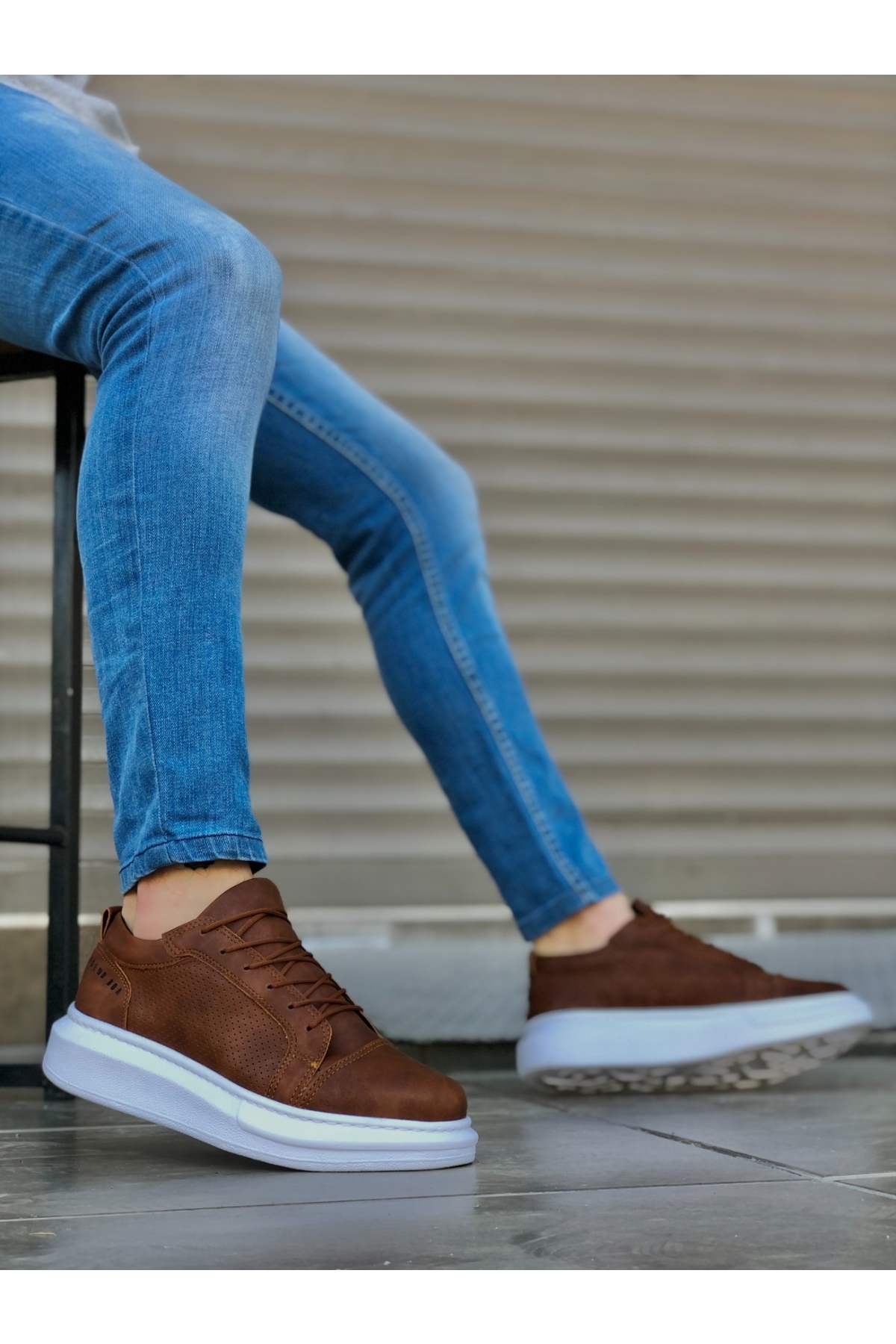 Bağcıklı Erkek Spor Ayakkabı TABA (BEYAZ TABAN) - Görsel 2