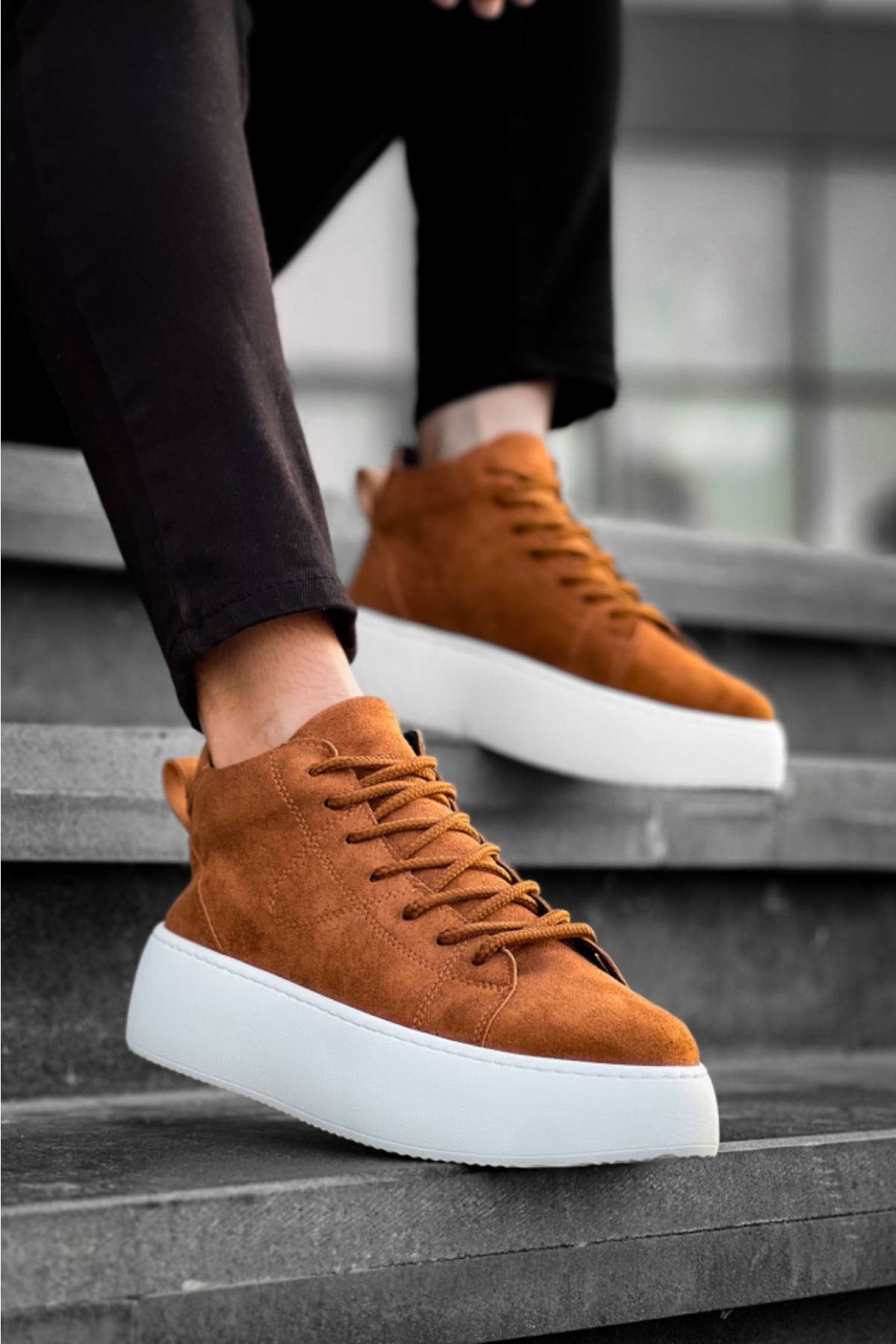 Bağcıklı Erkek Spor Bot TABA SÜET (BEYAZ TABAN) - Görsel 2