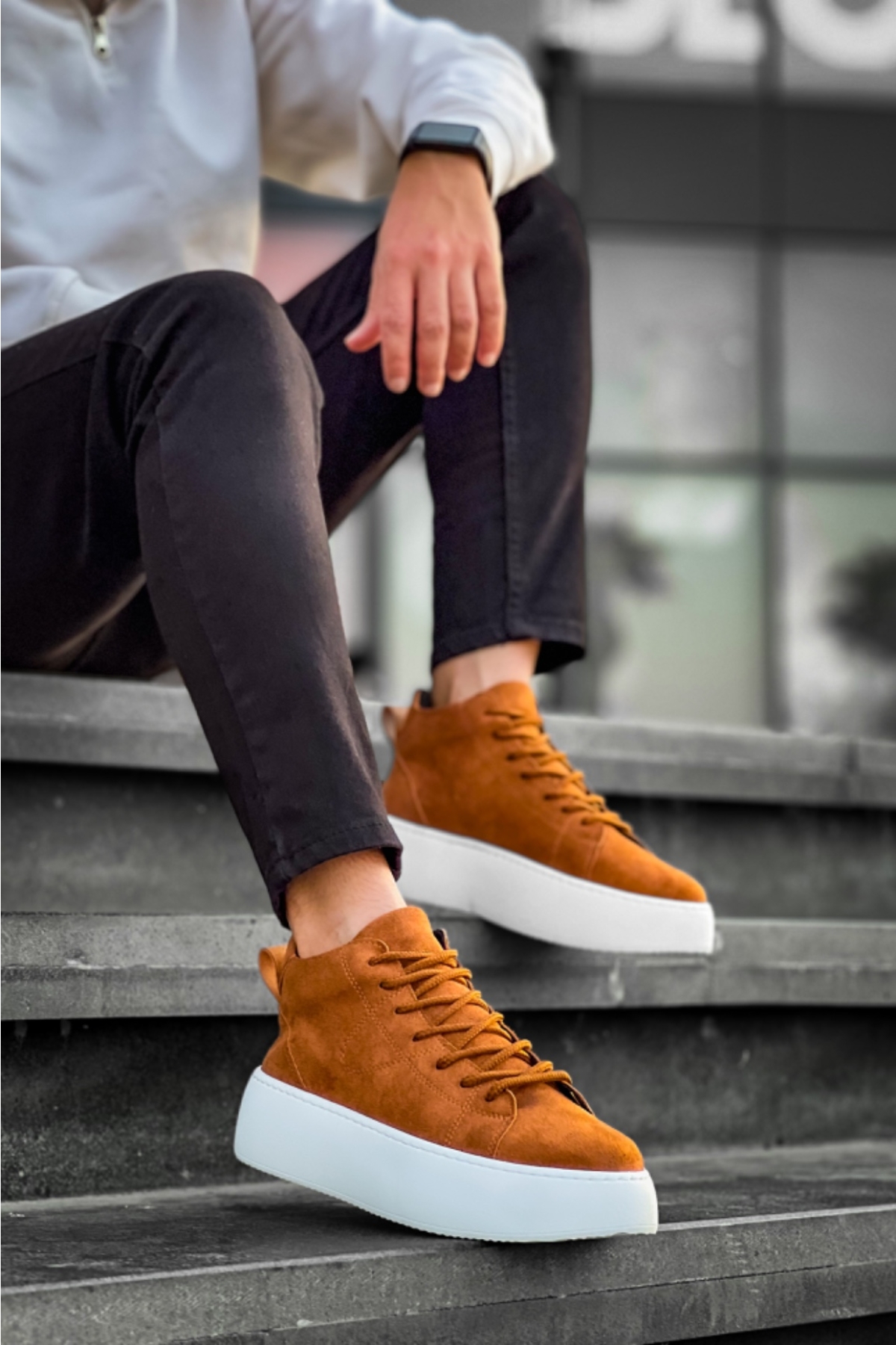 Bağcıklı Erkek Spor Bot TABA SÜET (BEYAZ TABAN) - Görsel 3