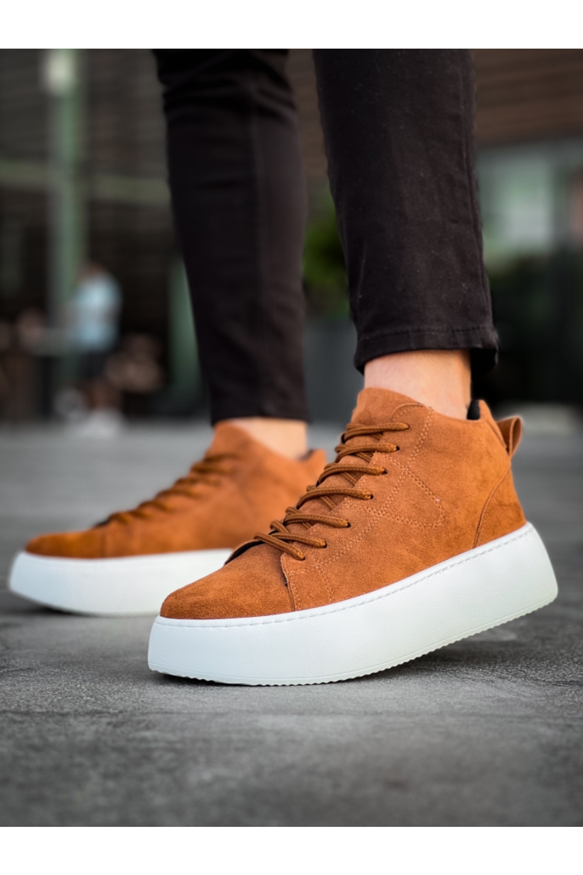 Bağcıklı Erkek Spor Bot TABA SÜET (BEYAZ TABAN) - Görsel 4