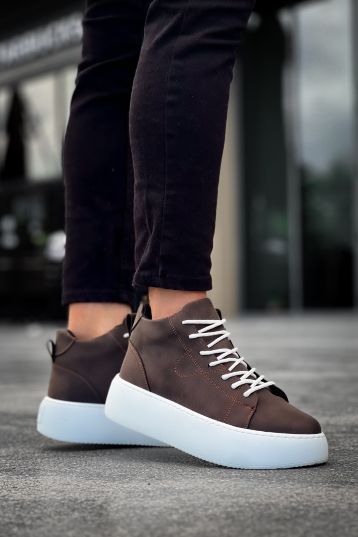 Bağcıklı Erkek Spor Bot KAHVE (BEYAZ TABAN) - Görsel 5