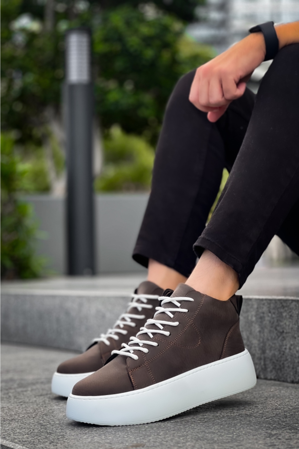 Bağcıklı Erkek Spor Bot KAHVE (BEYAZ TABAN) - Görsel 6