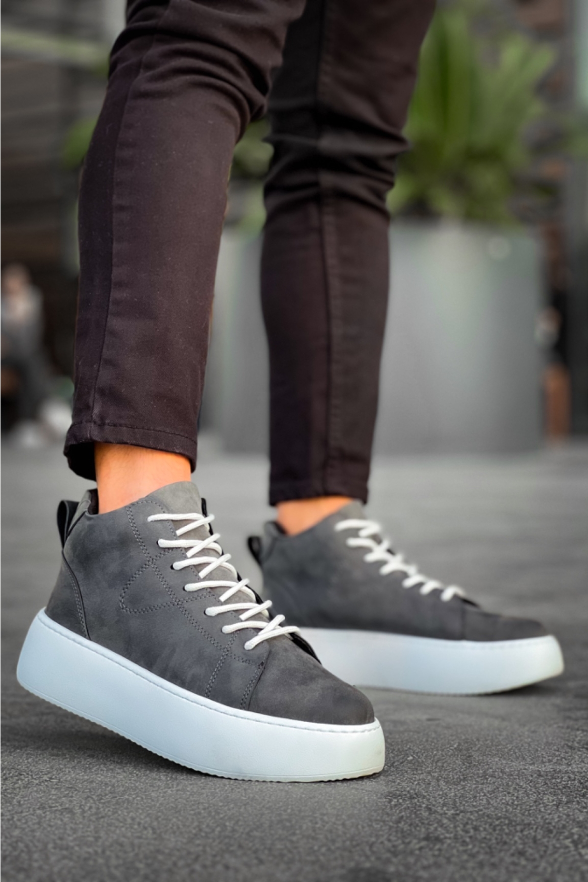 Bağcıklı Erkek Spor Bot ANTRASİT (BEYAZ TABAN) - Görsel 4