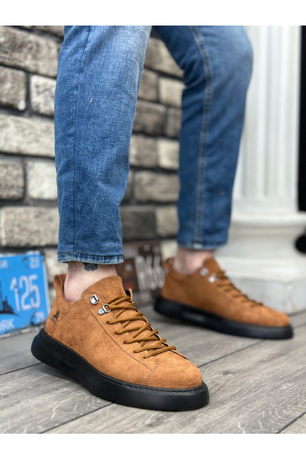 Bağcıklı Erkek Spor Ayakkabı TABA SÜET (SİYAH TABAN) - Görsel 2