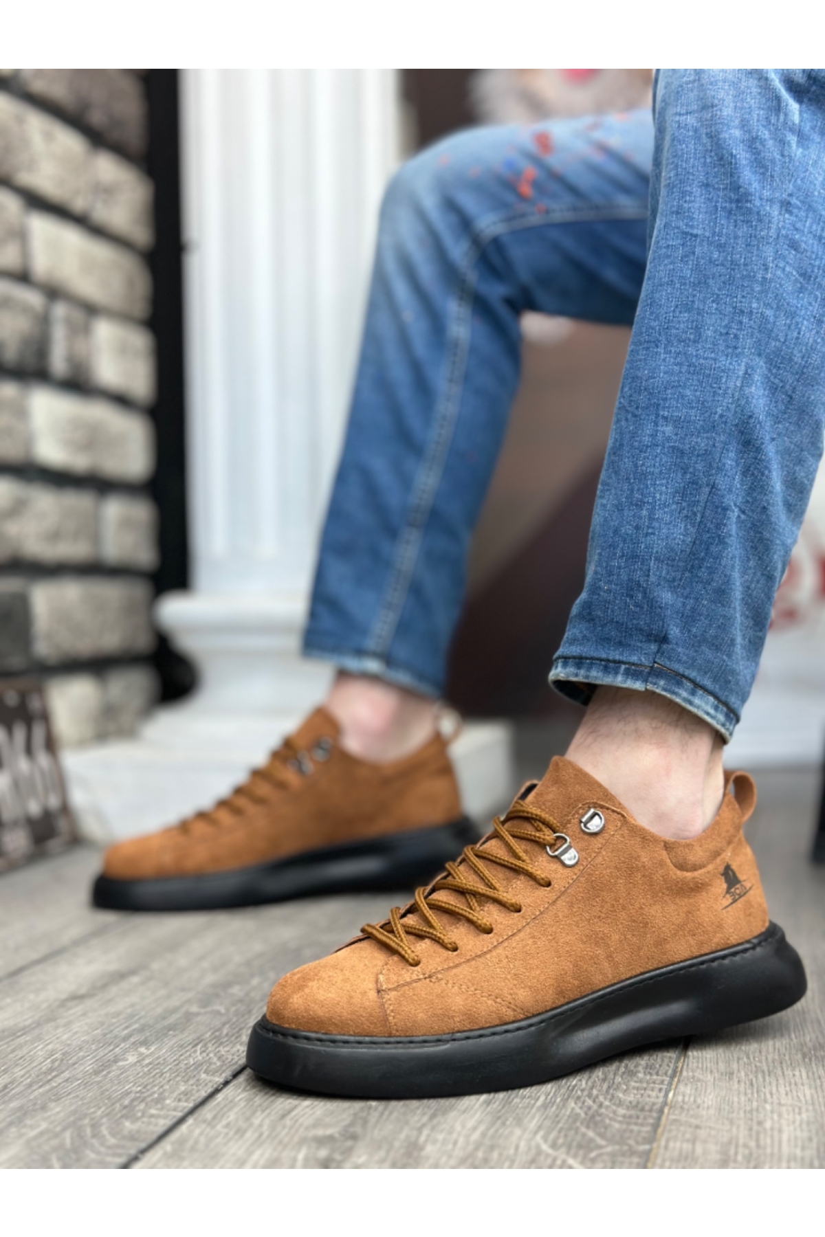 Bağcıklı Erkek Spor Ayakkabı TABA SÜET (SİYAH TABAN) - Görsel 3