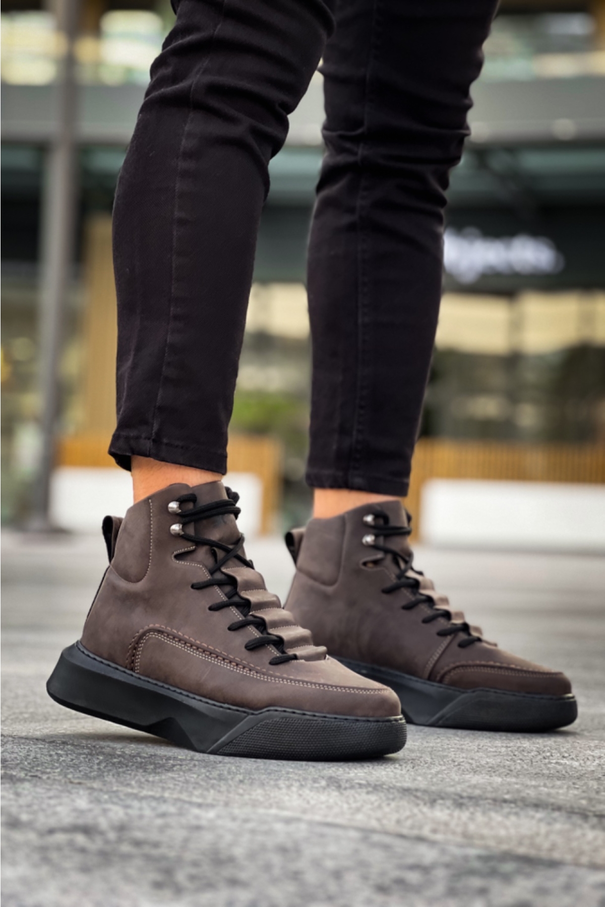 Bağcıklı Erkek Spor Bot KAHVE (SİYAH TABAN) - Görsel 2