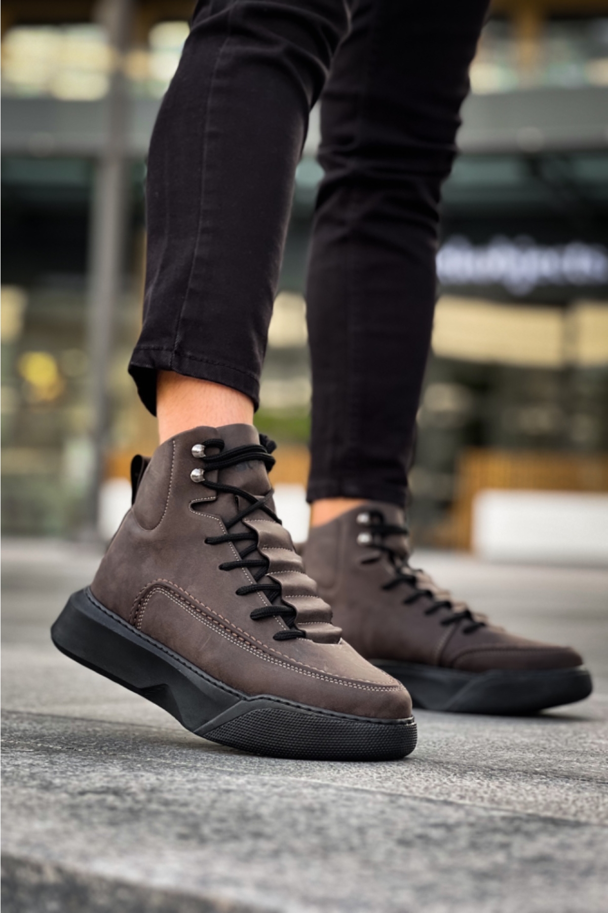 Bağcıklı Erkek Spor Bot KAHVE (SİYAH TABAN) - Görsel 3