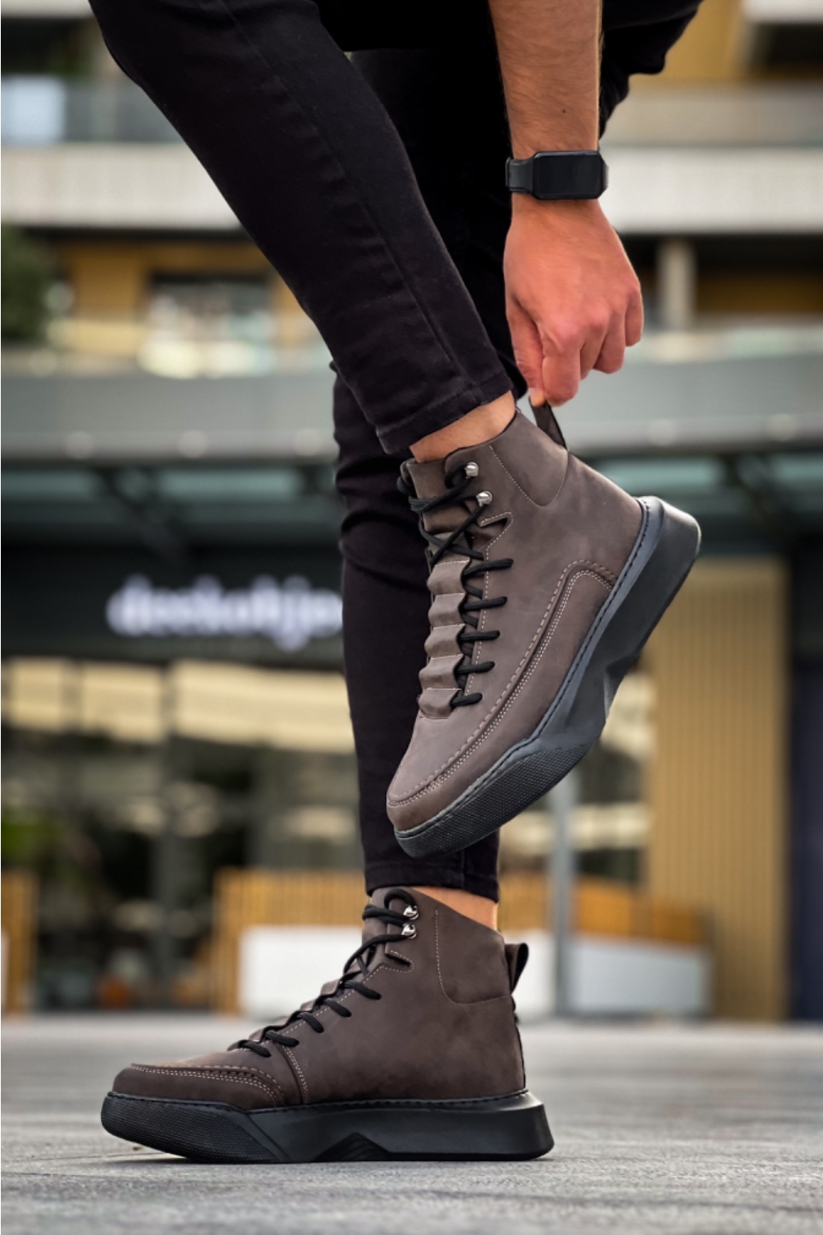 Bağcıklı Erkek Spor Bot KAHVE (SİYAH TABAN) - Görsel 6