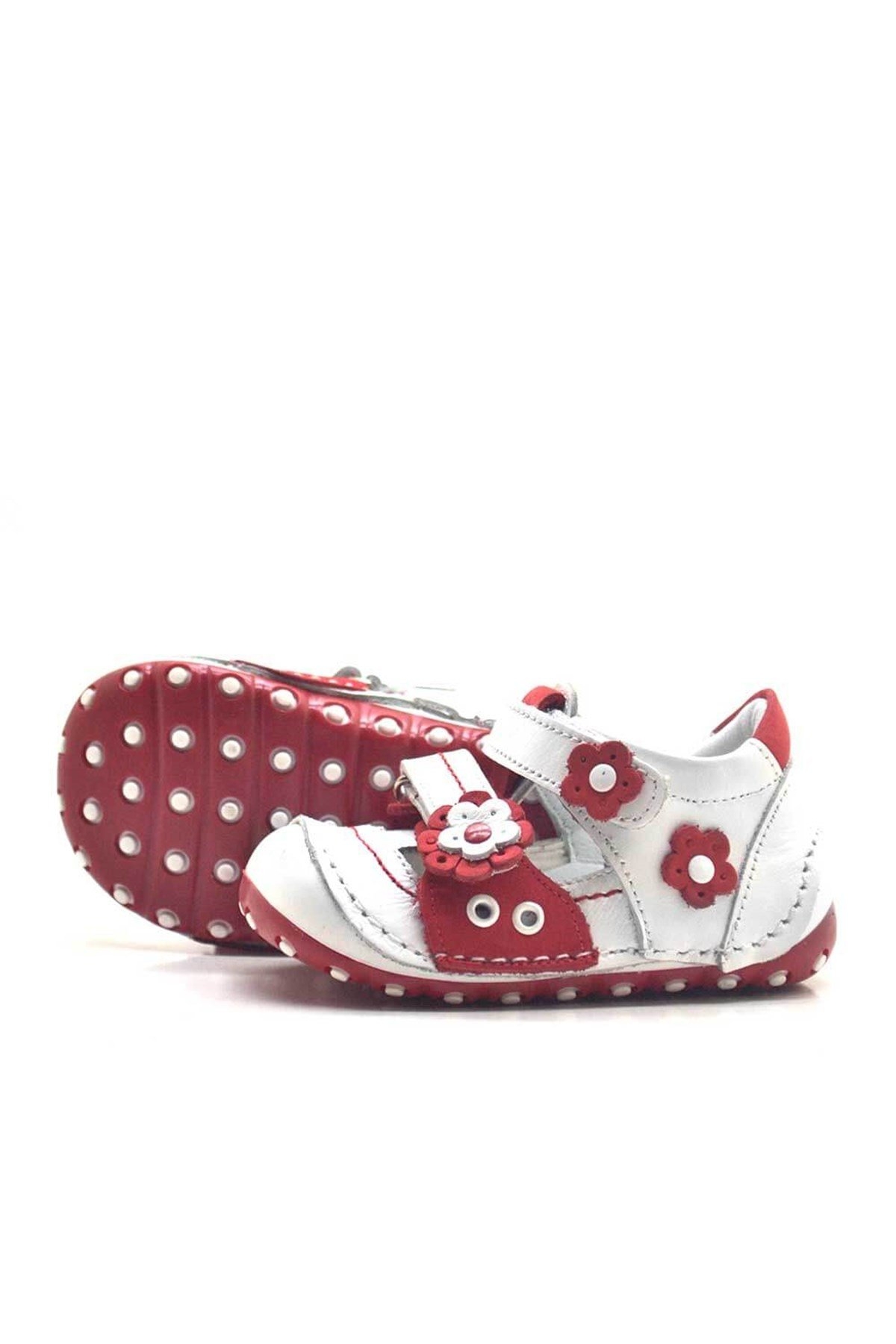 Hakiki Deri Kırmızı Cırtlı Yazlık İlk Adım Ayakkabı - Görsel 5