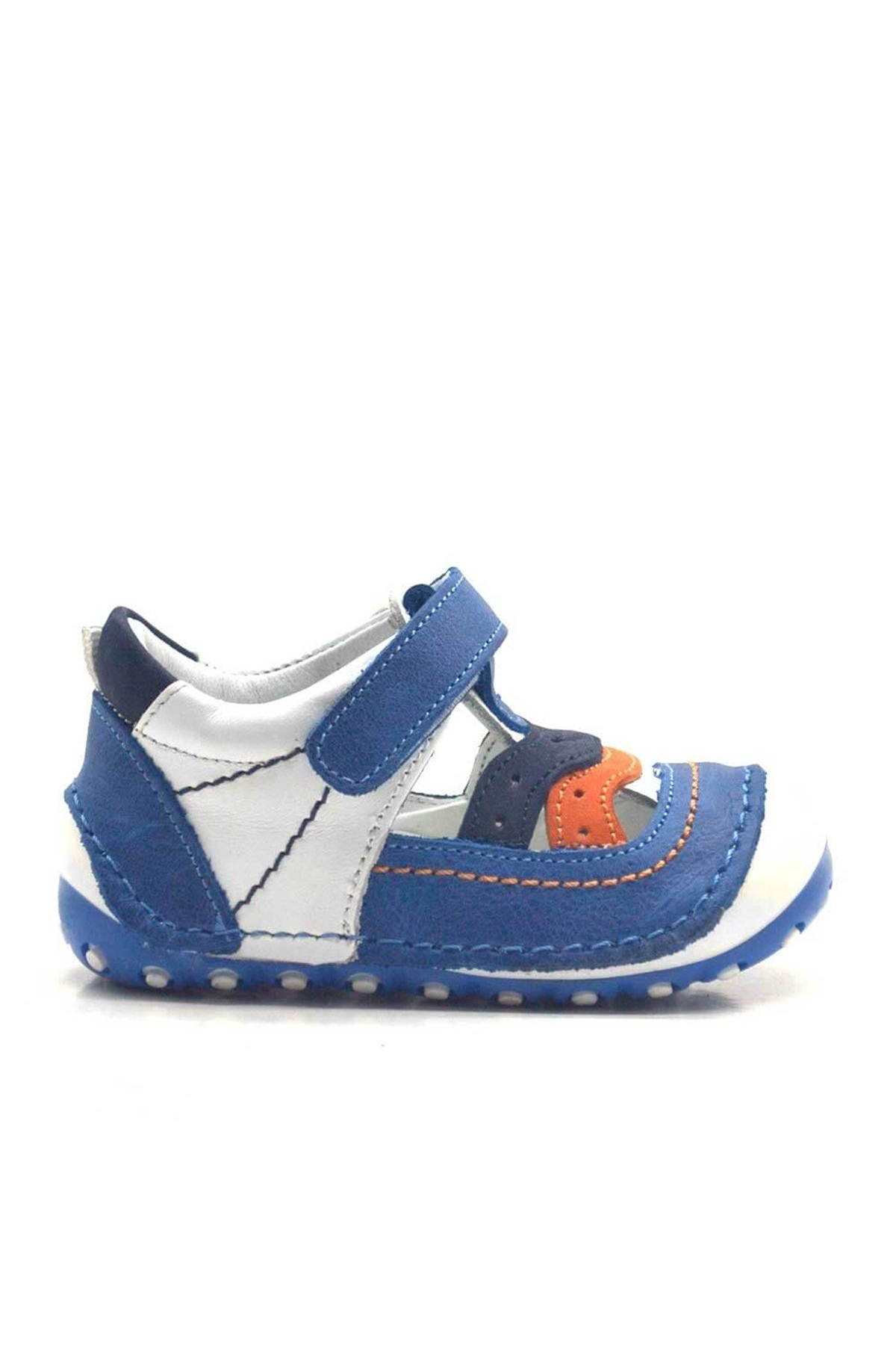 Hakiki Deri Mavi Cırtlı Erkek Bebek İlk Adım Ayakkabı - Görsel 3