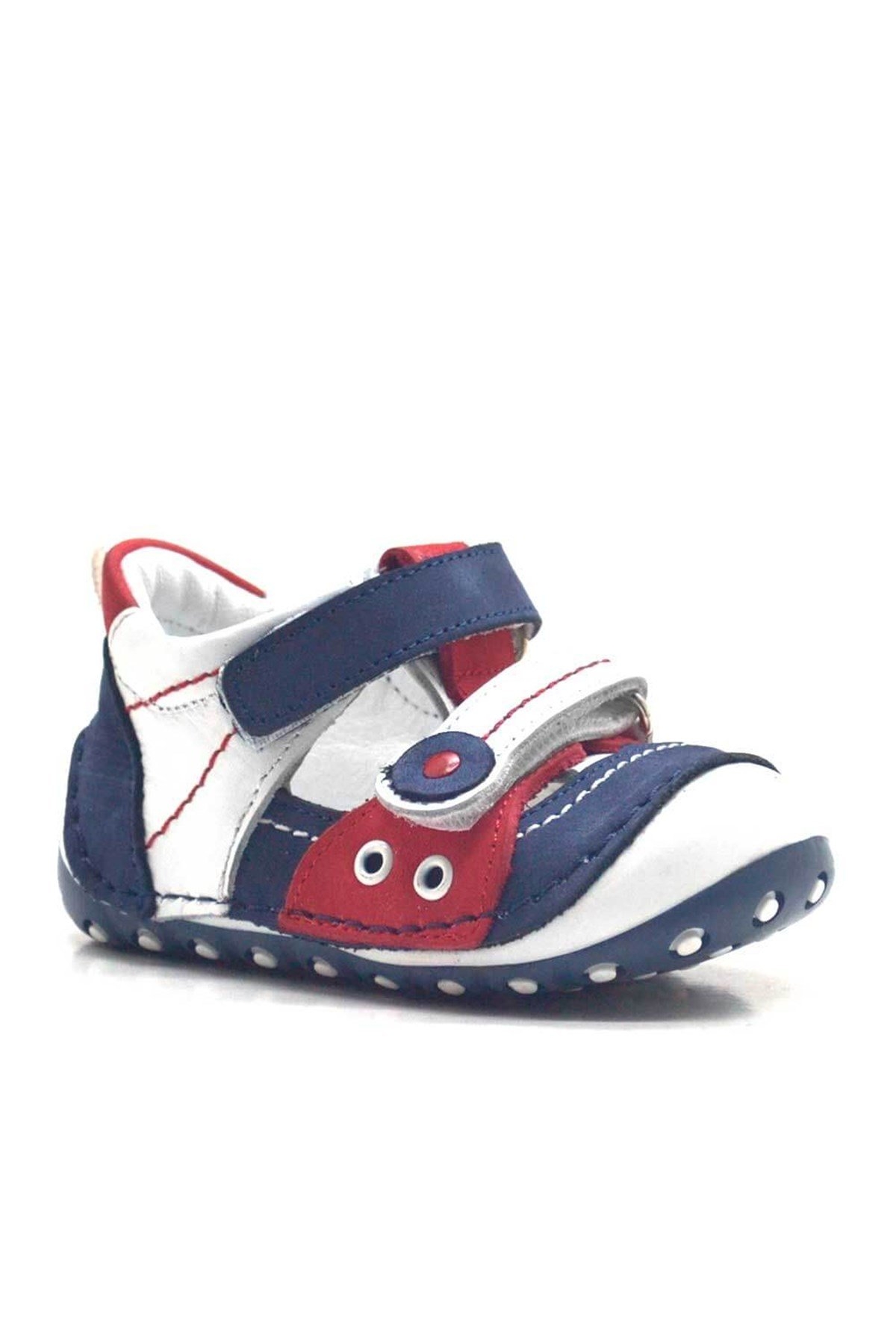 Hakiki Deri Lacivert Cırtlı Yazlık İlk Adım Ayakkabı - Görsel 2