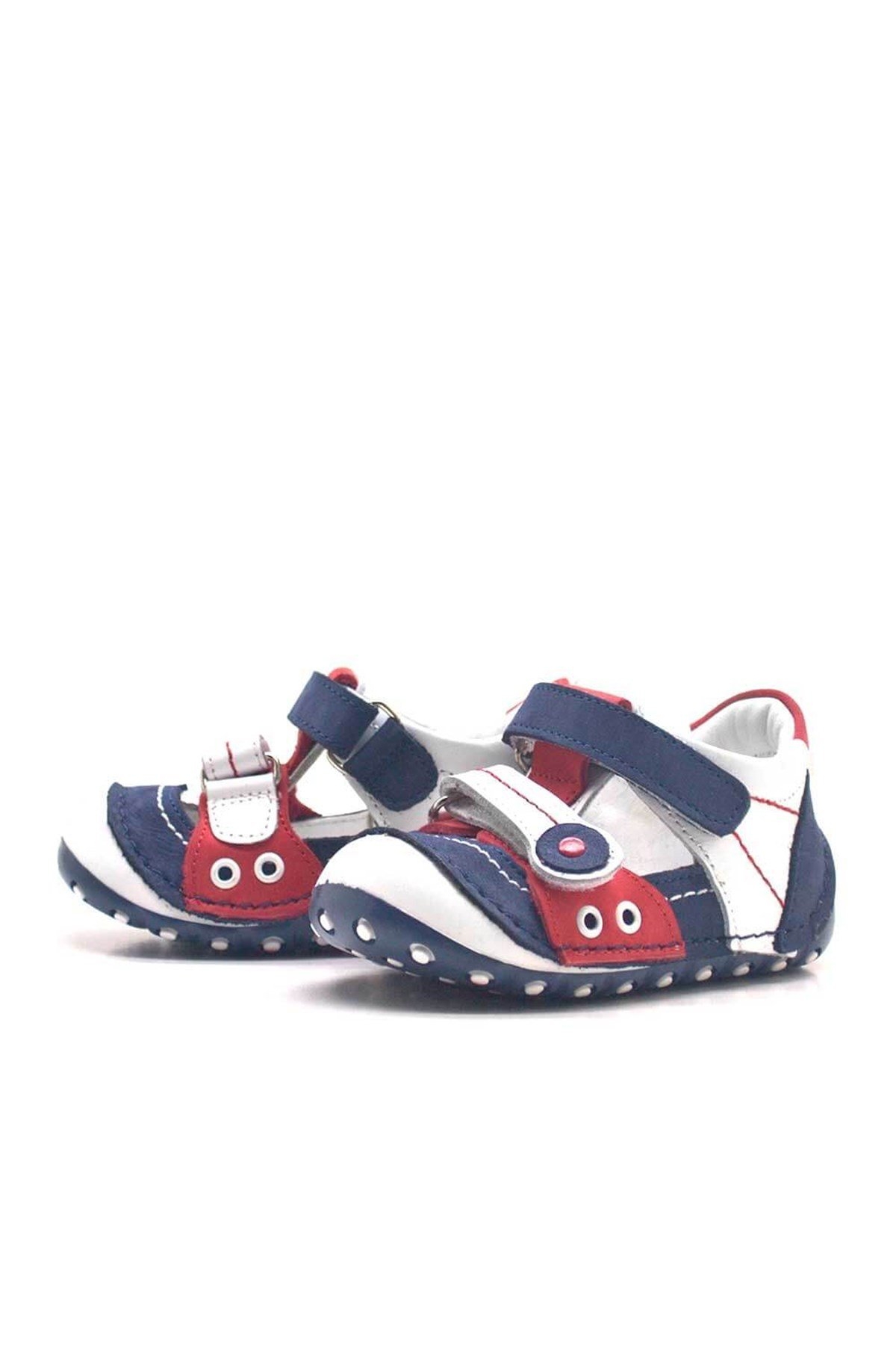 Hakiki Deri Lacivert Cırtlı Yazlık İlk Adım Ayakkabı - Görsel 4