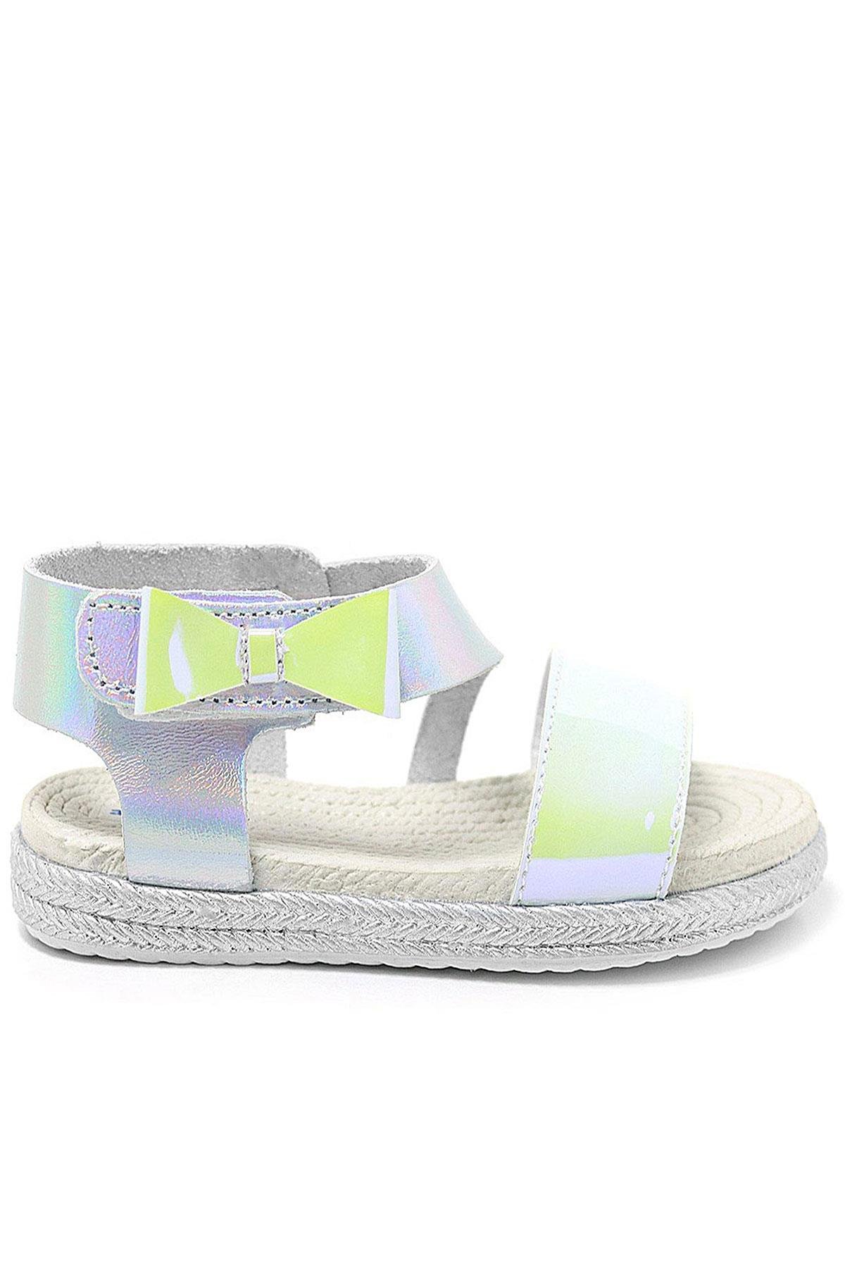 Artico Elenis Hakiki Deri Gümüş Kız Bebek Sandalet - Görsel 3