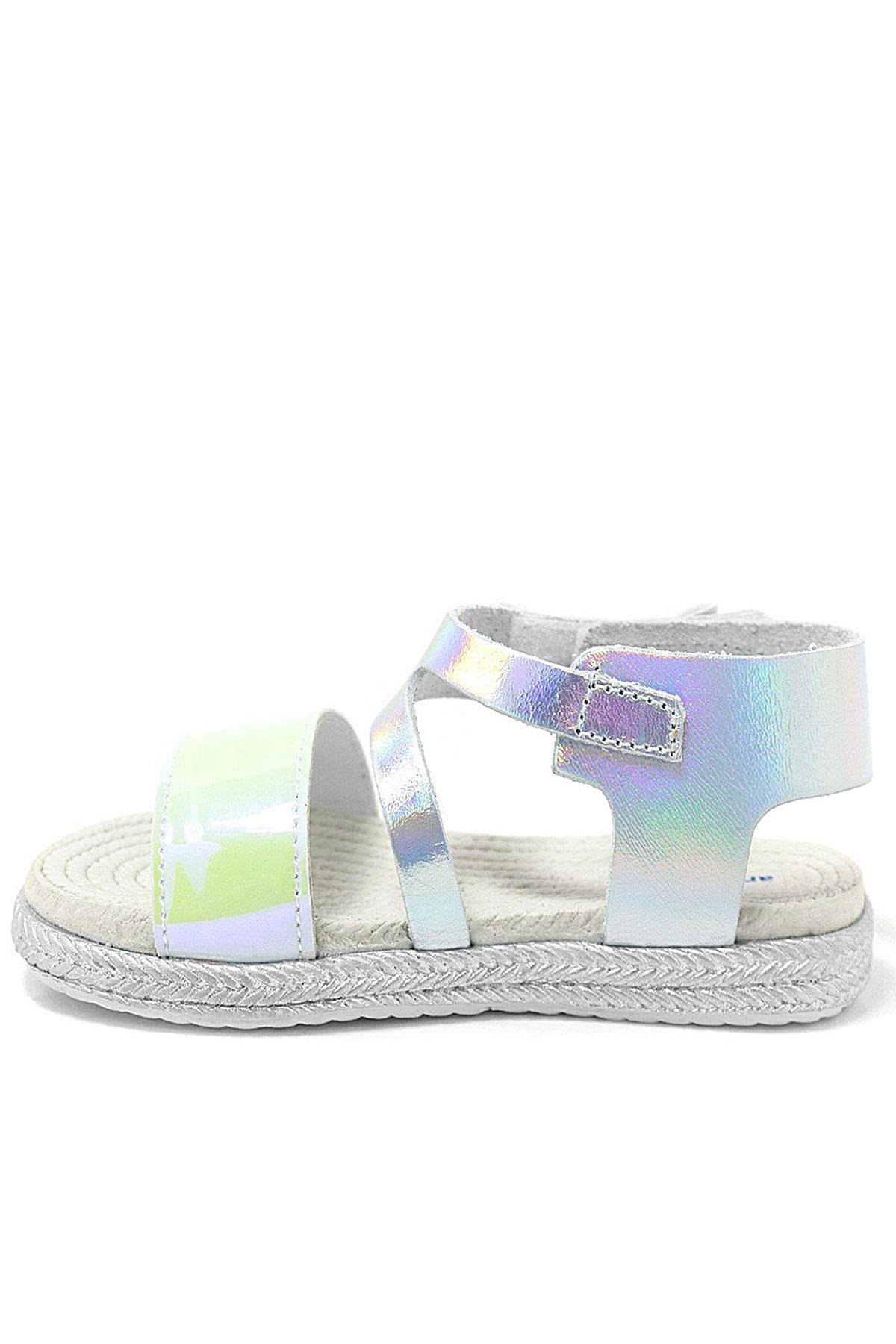Artico Elenis Hakiki Deri Gümüş Kız Bebek Sandalet - Görsel 4