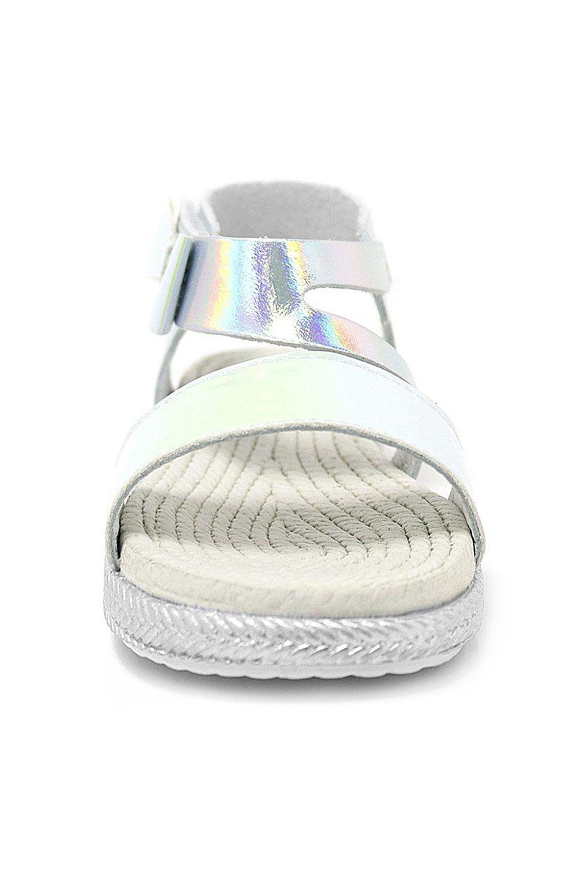 Artico Elenis Hakiki Deri Gümüş Kız Bebek Sandalet - Görsel 5