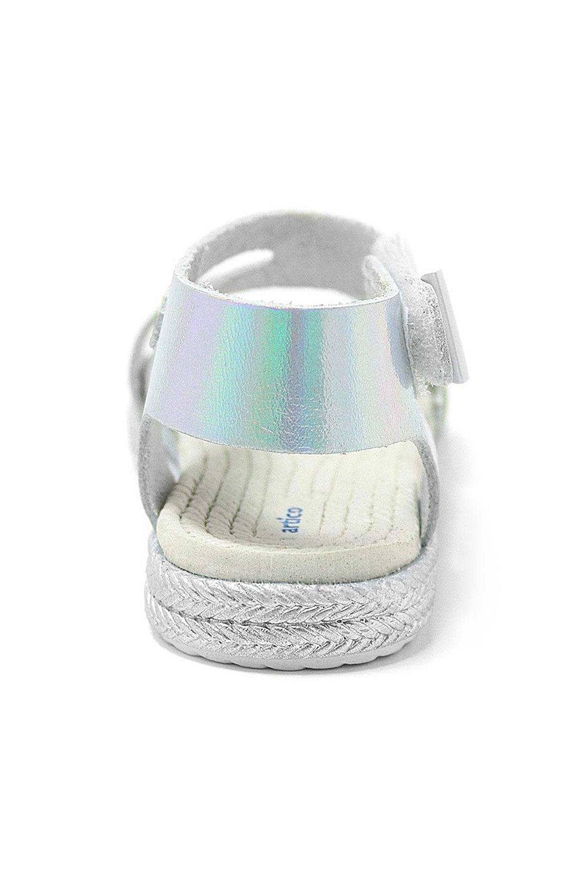 Artico Elenis Hakiki Deri Gümüş Kız Bebek Sandalet - Görsel 6