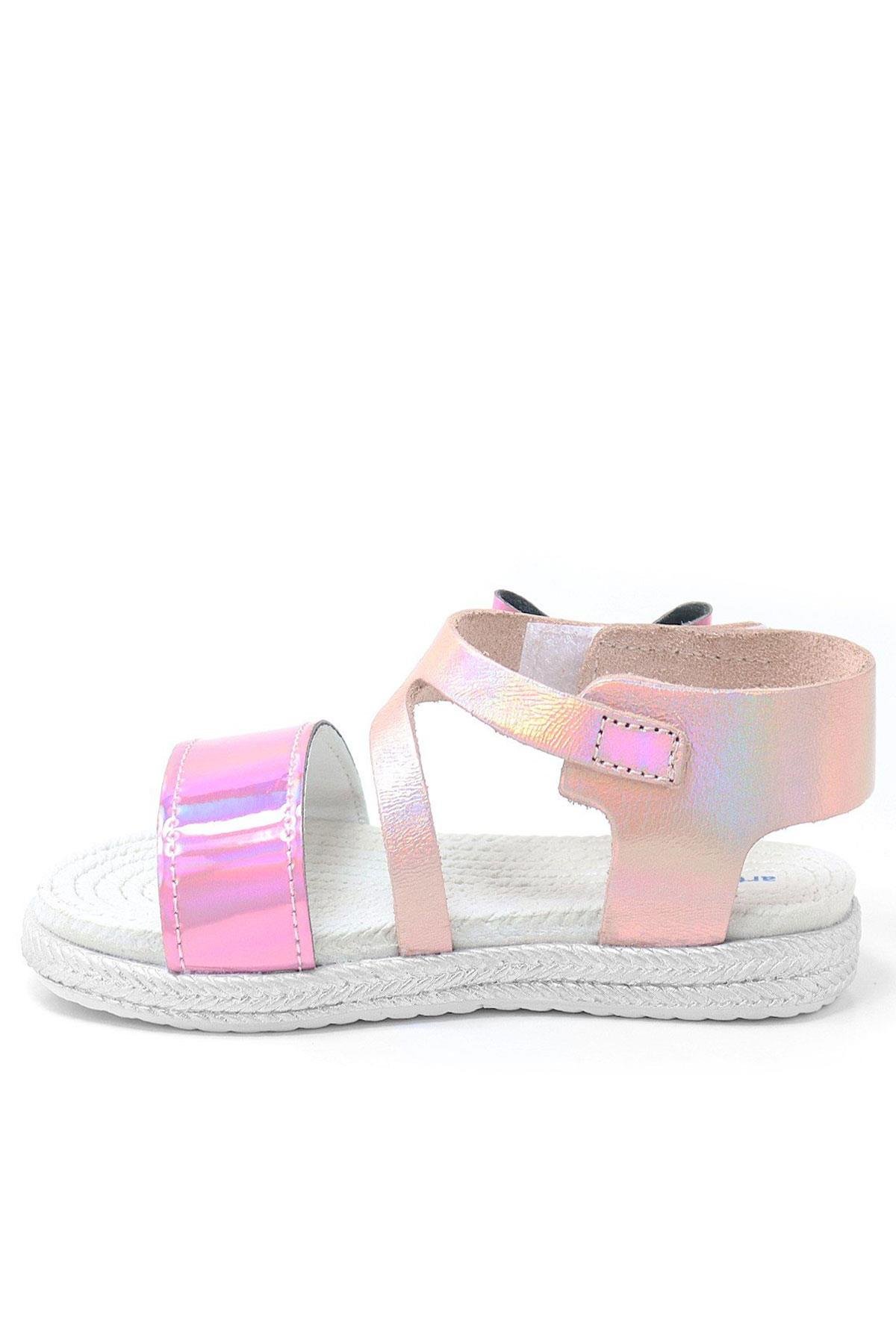 Artico Elenis Hakiki Deri Pembe Kız Bebek Sandalet - Görsel 4