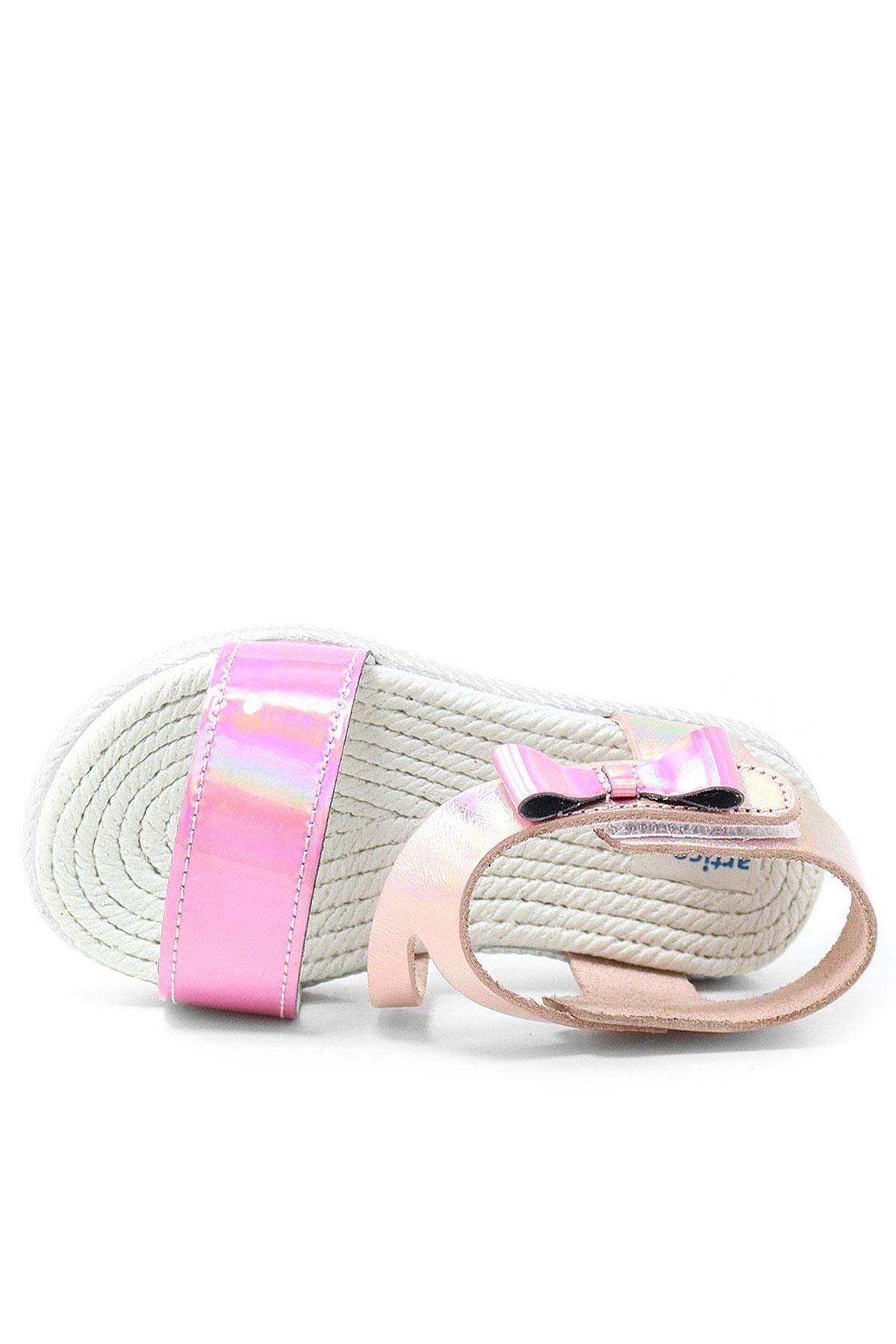 Artico Elenis Hakiki Deri Pembe Kız Bebek Sandalet - Görsel 7