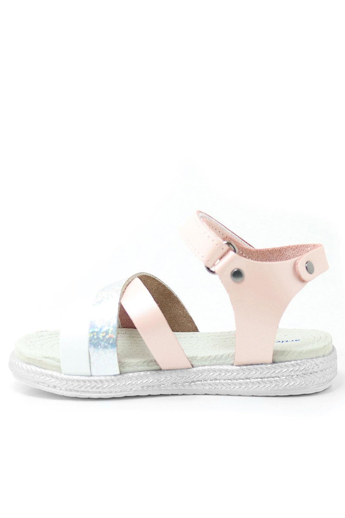 Artico Alexia Hakiki Deri Vaketa Pembe Kız Bebek Sandalet - Görsel 5
