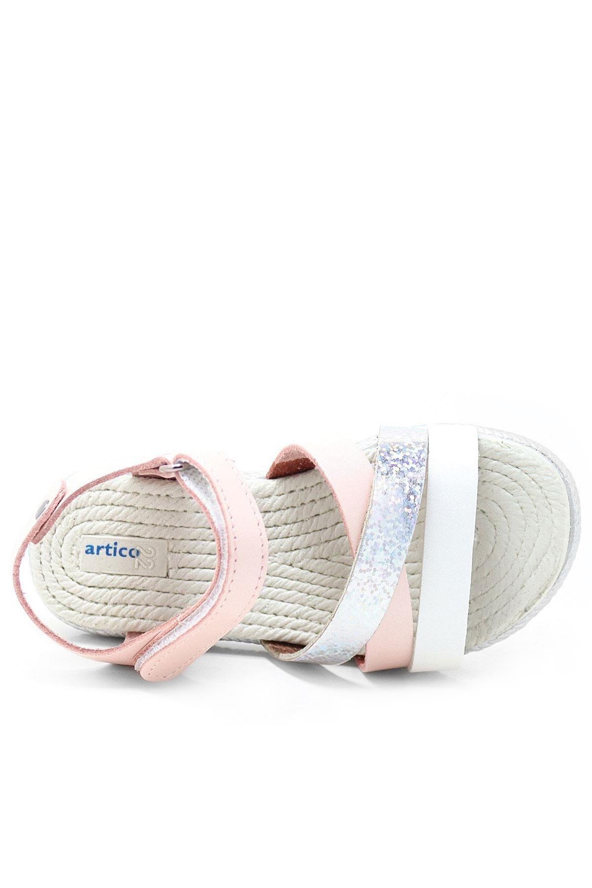 Artico Alexia Hakiki Deri Vaketa Pembe Kız Bebek Sandalet - Görsel 8
