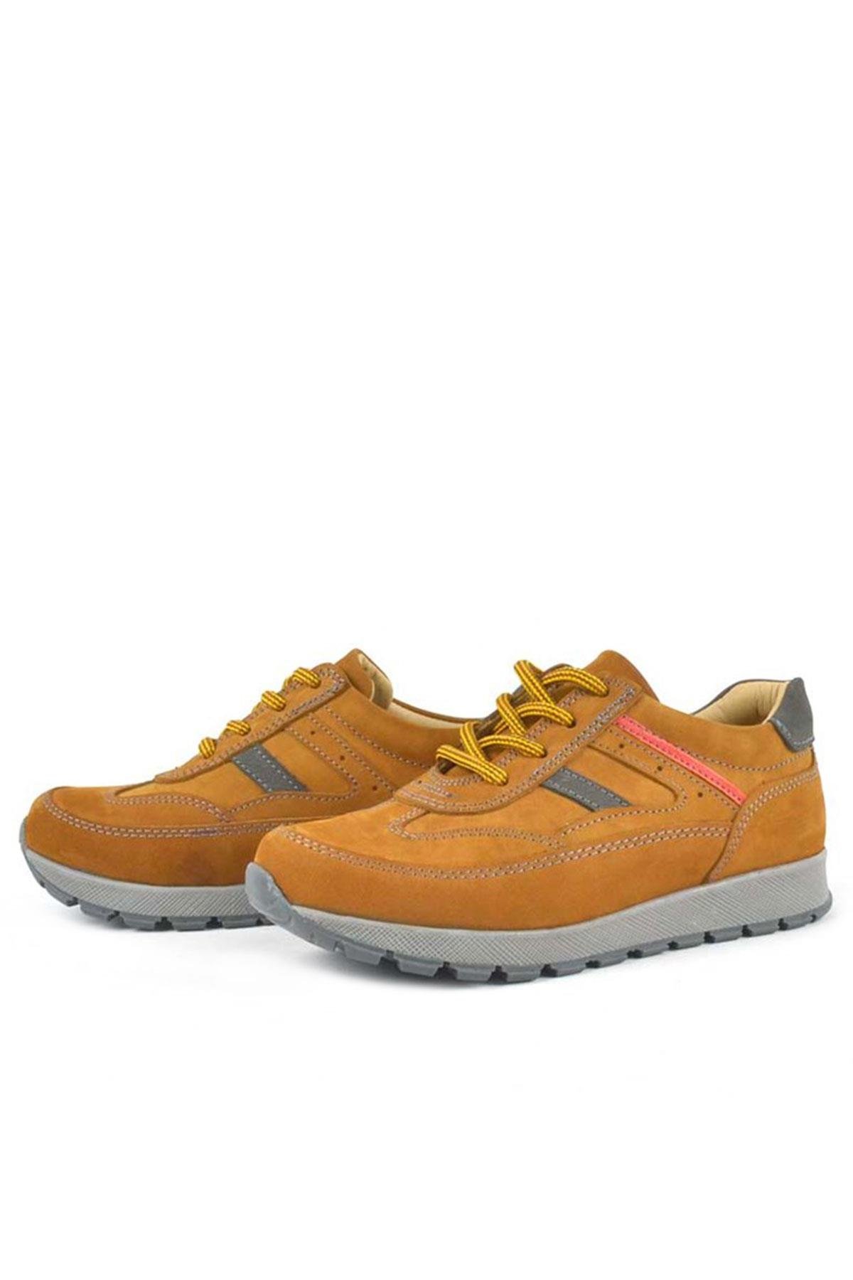 Hakiki Deri Sarı Bağcıklı Erkek Çocuk Spor Okul Ayakkabı - Görsel 4