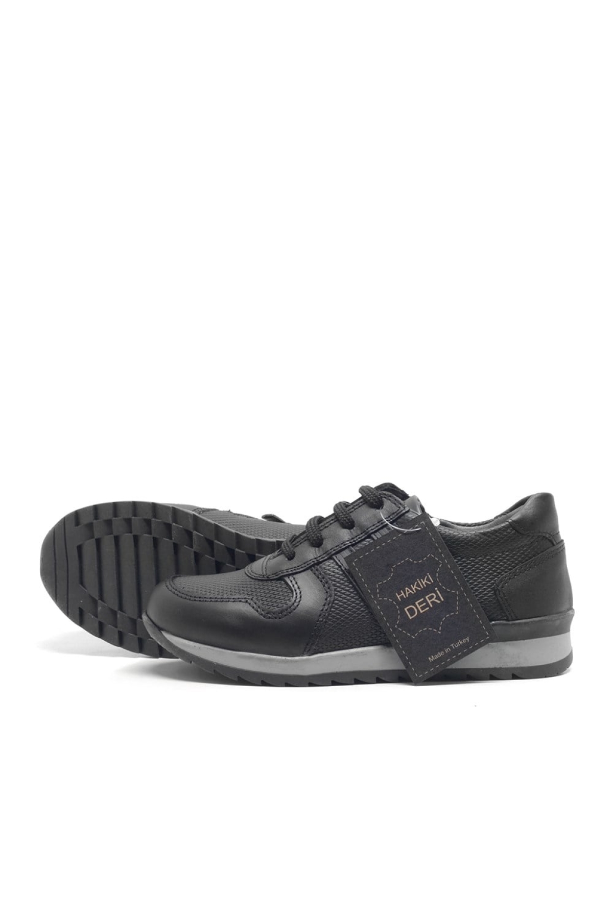 Hakiki Deri Siyah Fermuarlı Erkek Çocuk Spor Okul Ayakkabı - Görsel 5